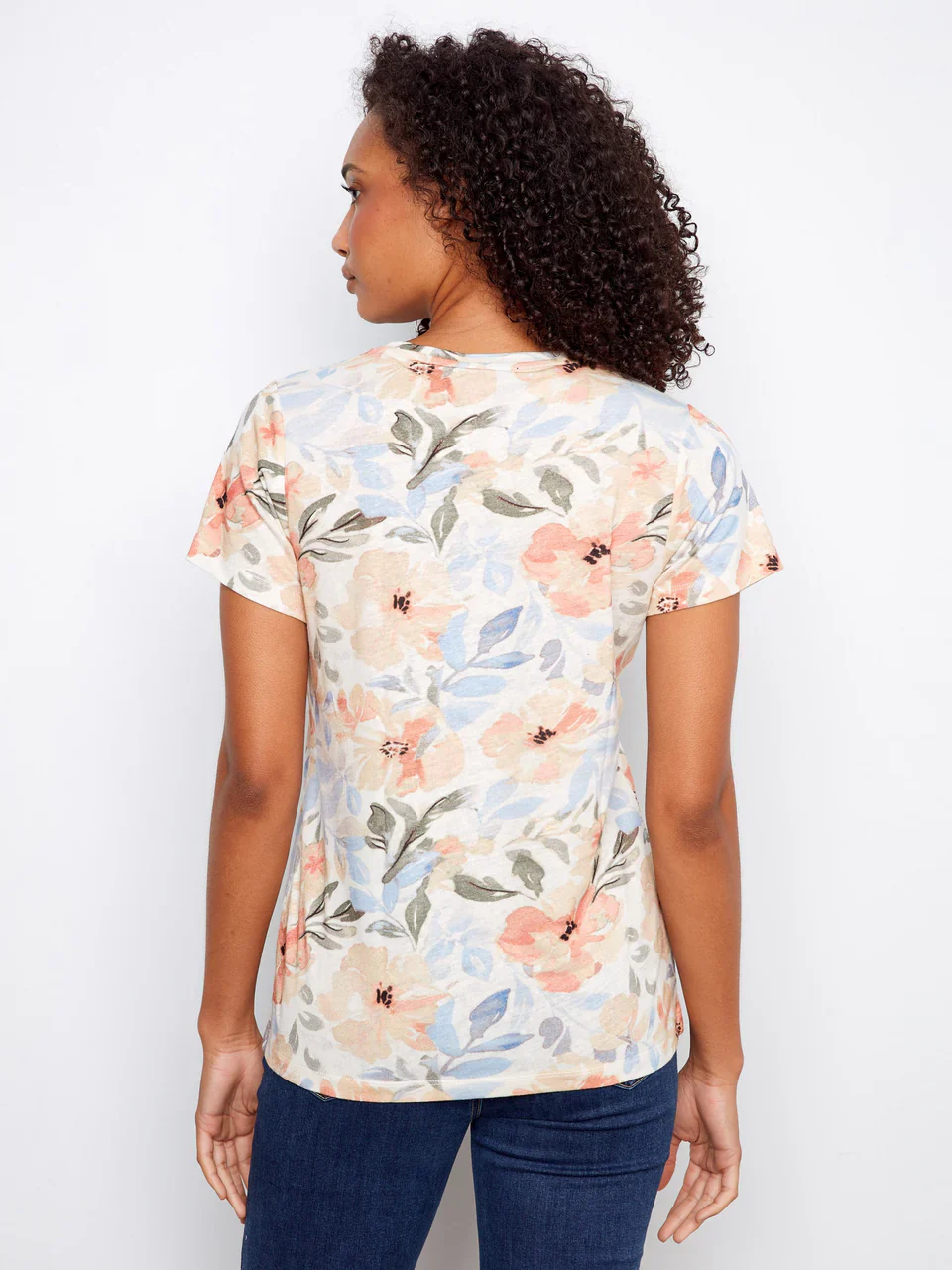 Charlie B-C1231ZPK-P254-Printed V Neck S/S T-Shirt-Aurelia - Image 5