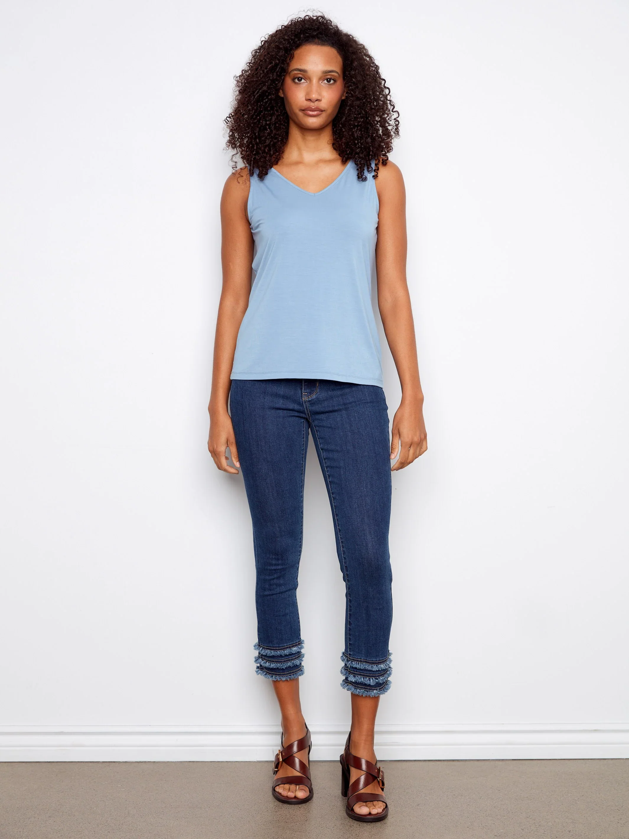 Charlie B-C1243WPK-012-Wear 2 Way Bamboo Cami-Haze - Image 2