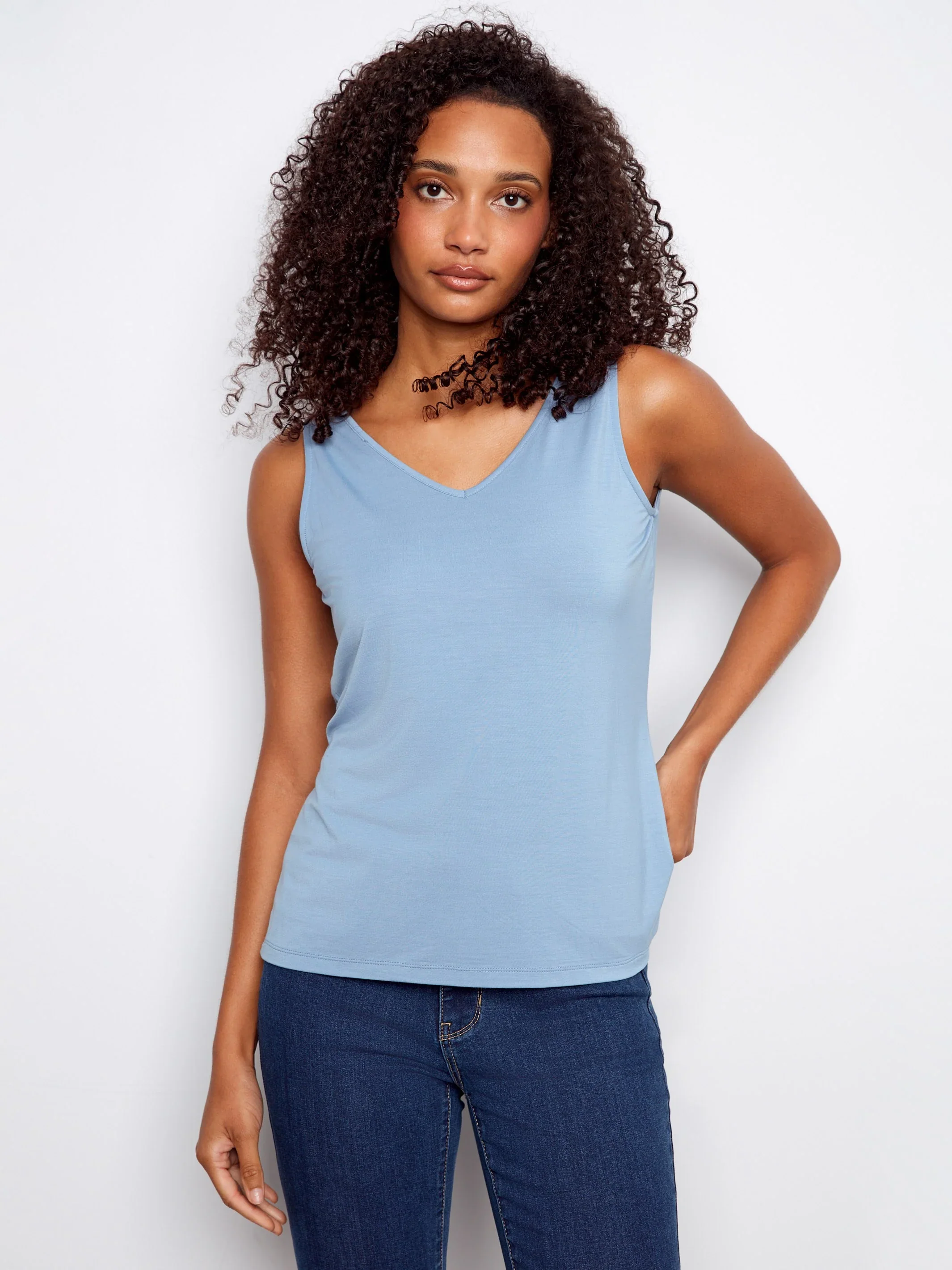 Charlie B-C1243WPK-012-Wear 2 Way Bamboo Cami-Haze - Image 6