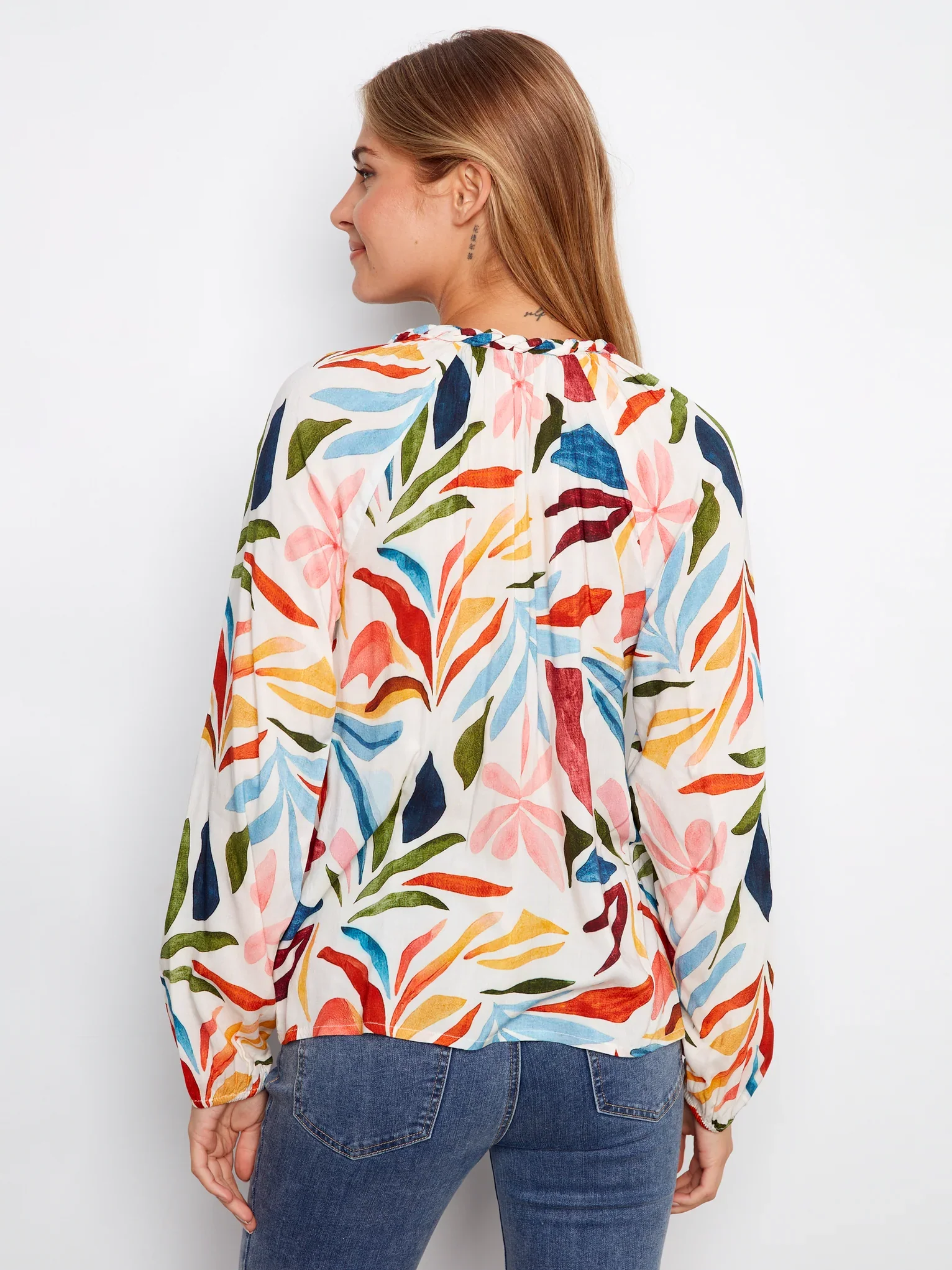 Charlie B-C4570DR-P097-Printed Raglan Long Sleeve Popover-Solstice - Image 4