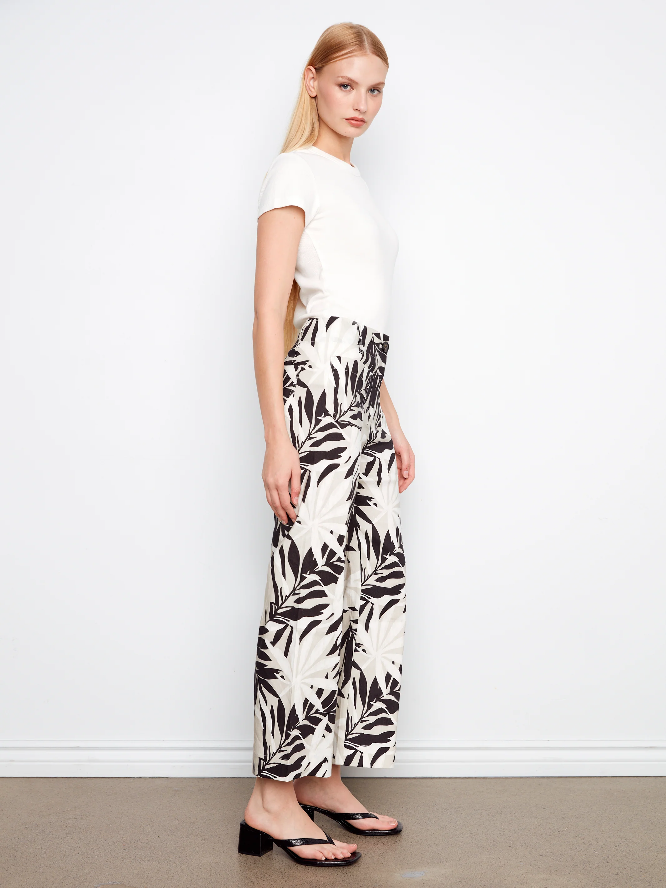Charlie B-C5462RPR-P181-Printed Wide Leg Pant W/Patch Pockets-Leaflet - Image 3