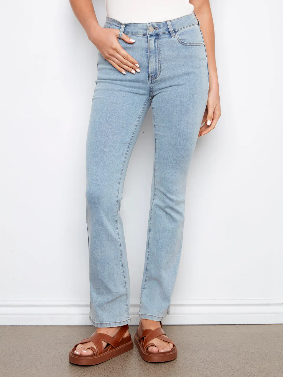 Charlie B-C5629J-140-Celine Flare Leg Jeans-LT Blue