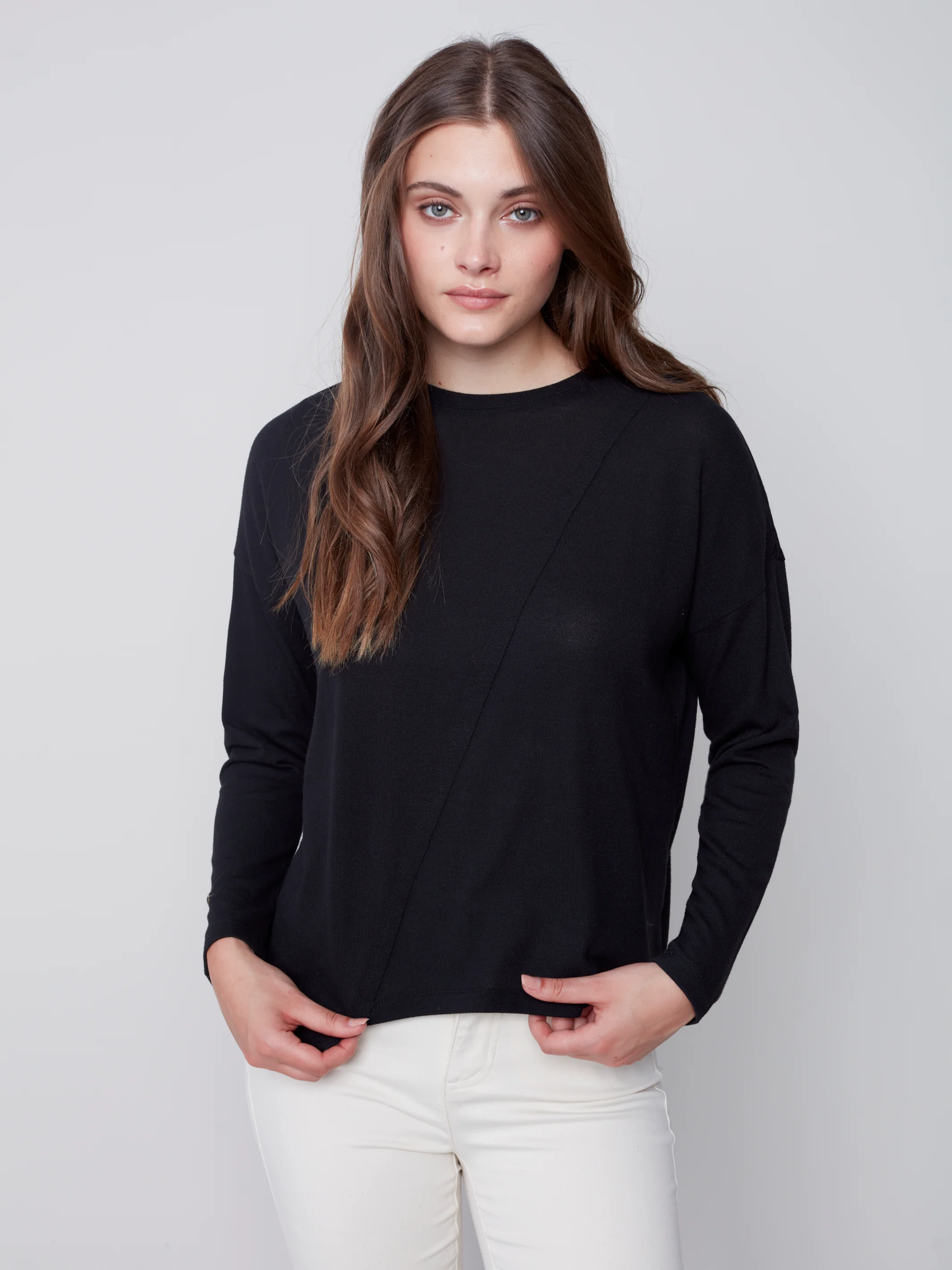 Charlie B -C1343PK-006B-Knit  Top-Black - Image 4