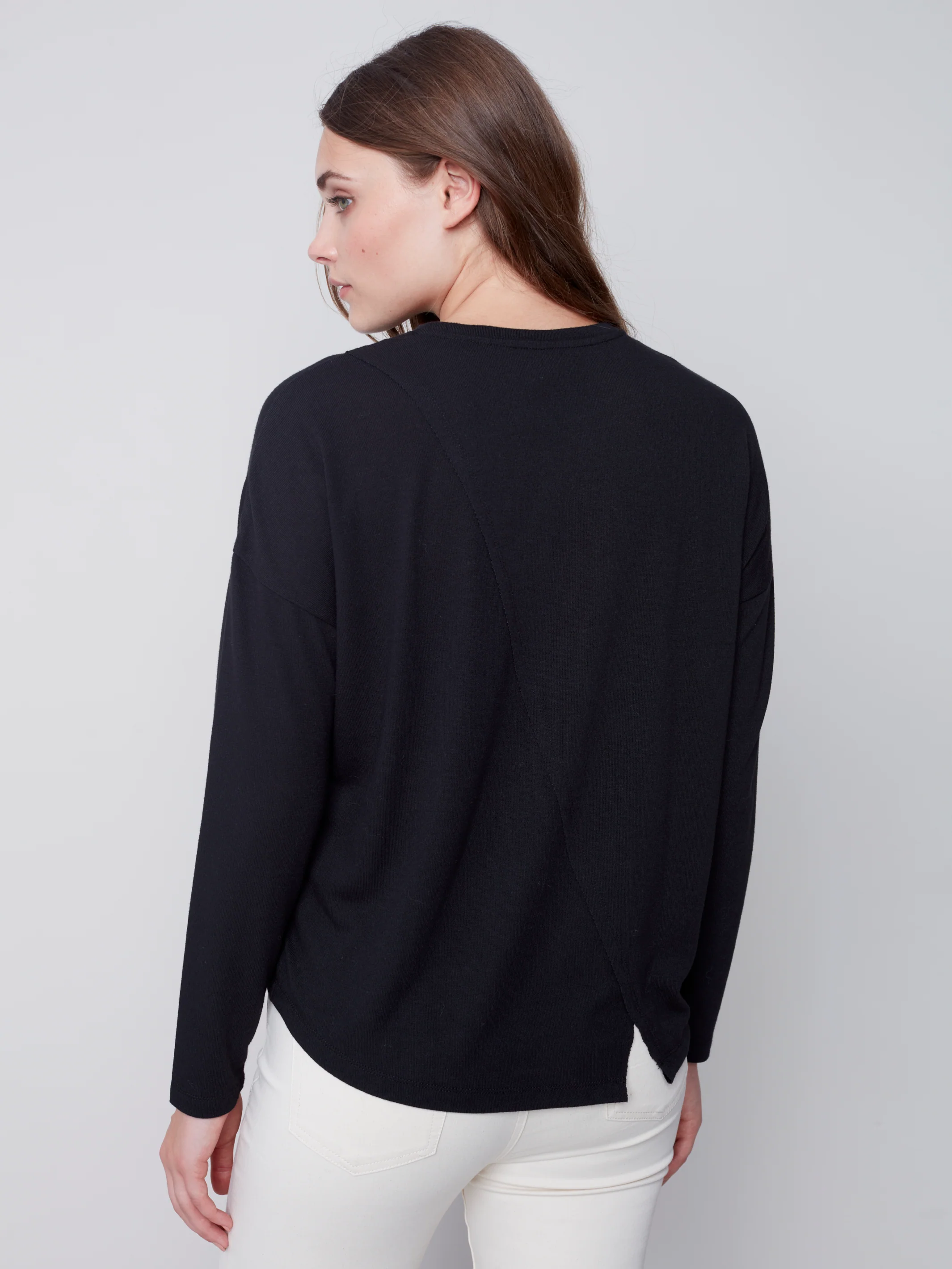 Charlie B -C1343PK-006B-Knit  Top-Black - Image 5