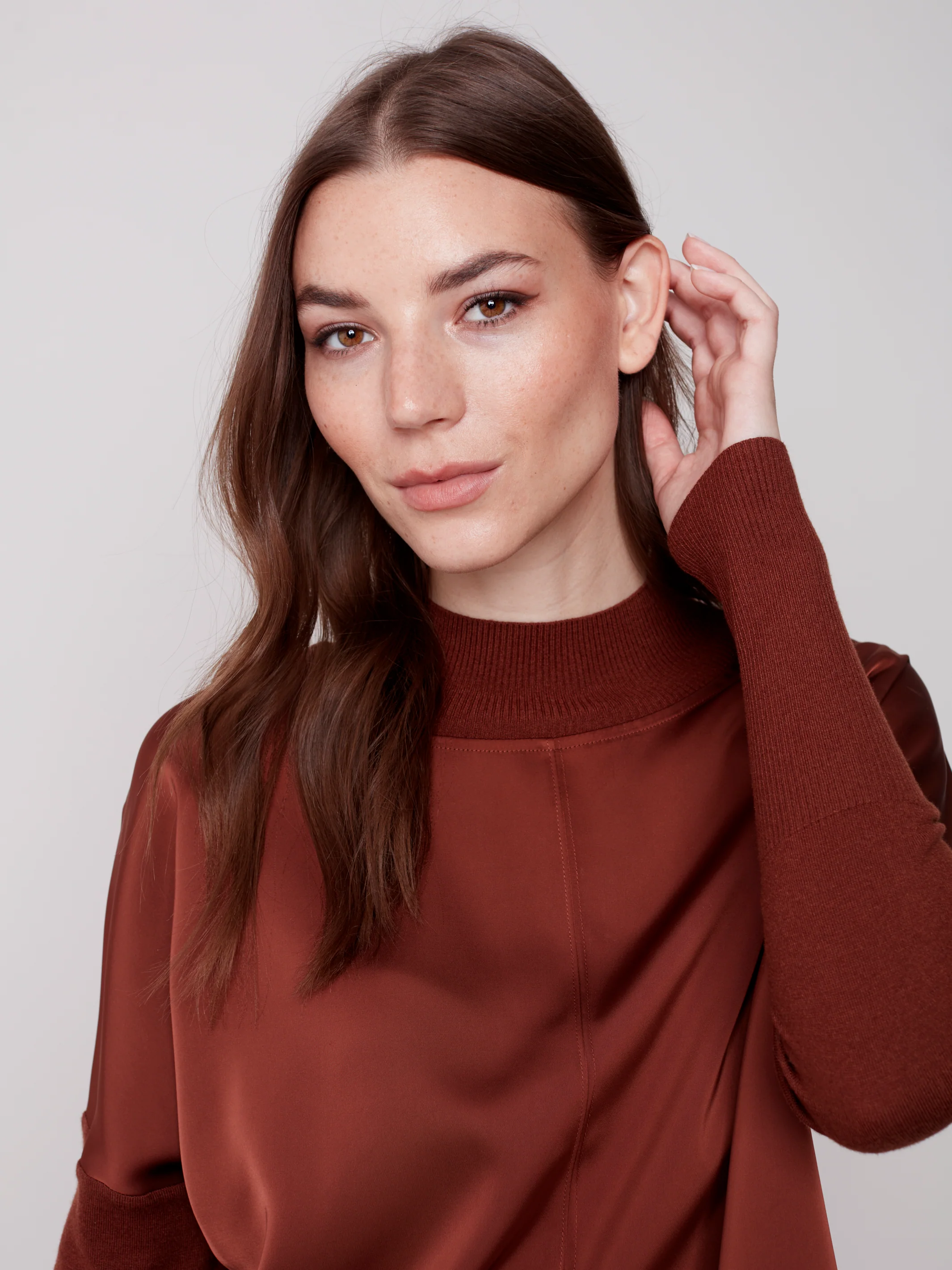 Charlie B -C1345-686B- Knit Top-Cinnamon - Image 2