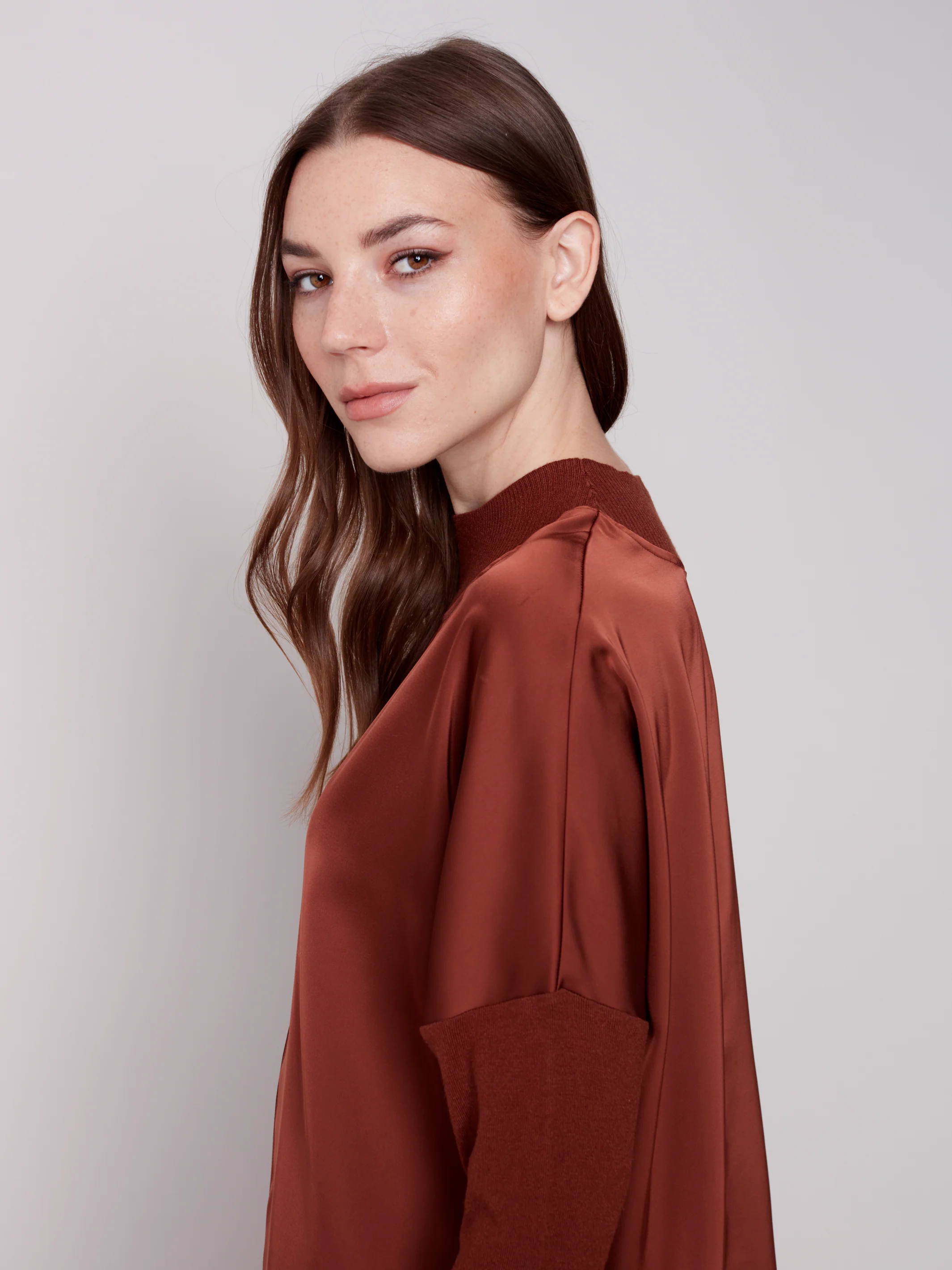 Charlie B -C1345-686B- Knit Top-Cinnamon - Image 4