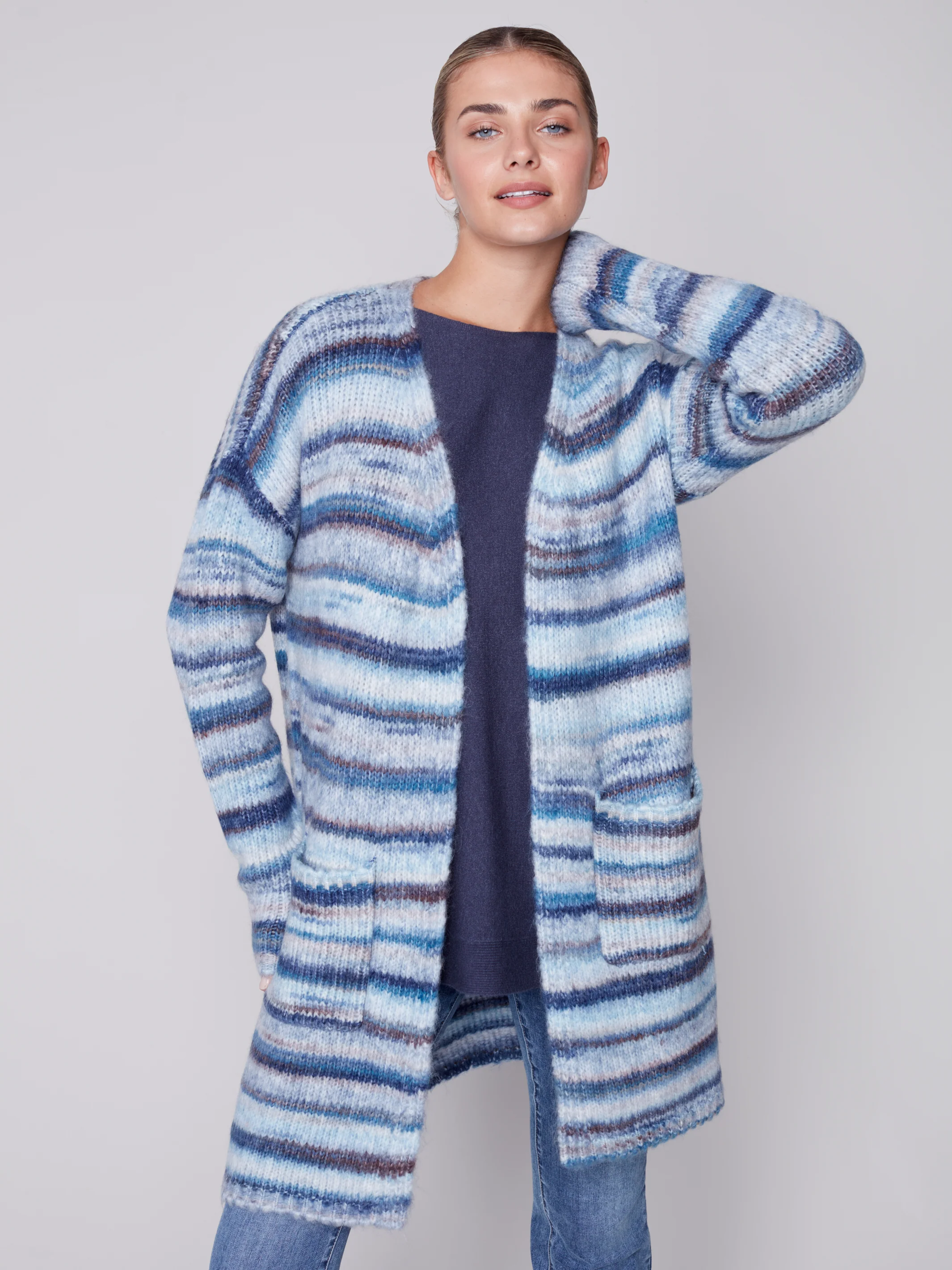 Charlie B -C2438-668B-Cardigan-Denim - Image 2