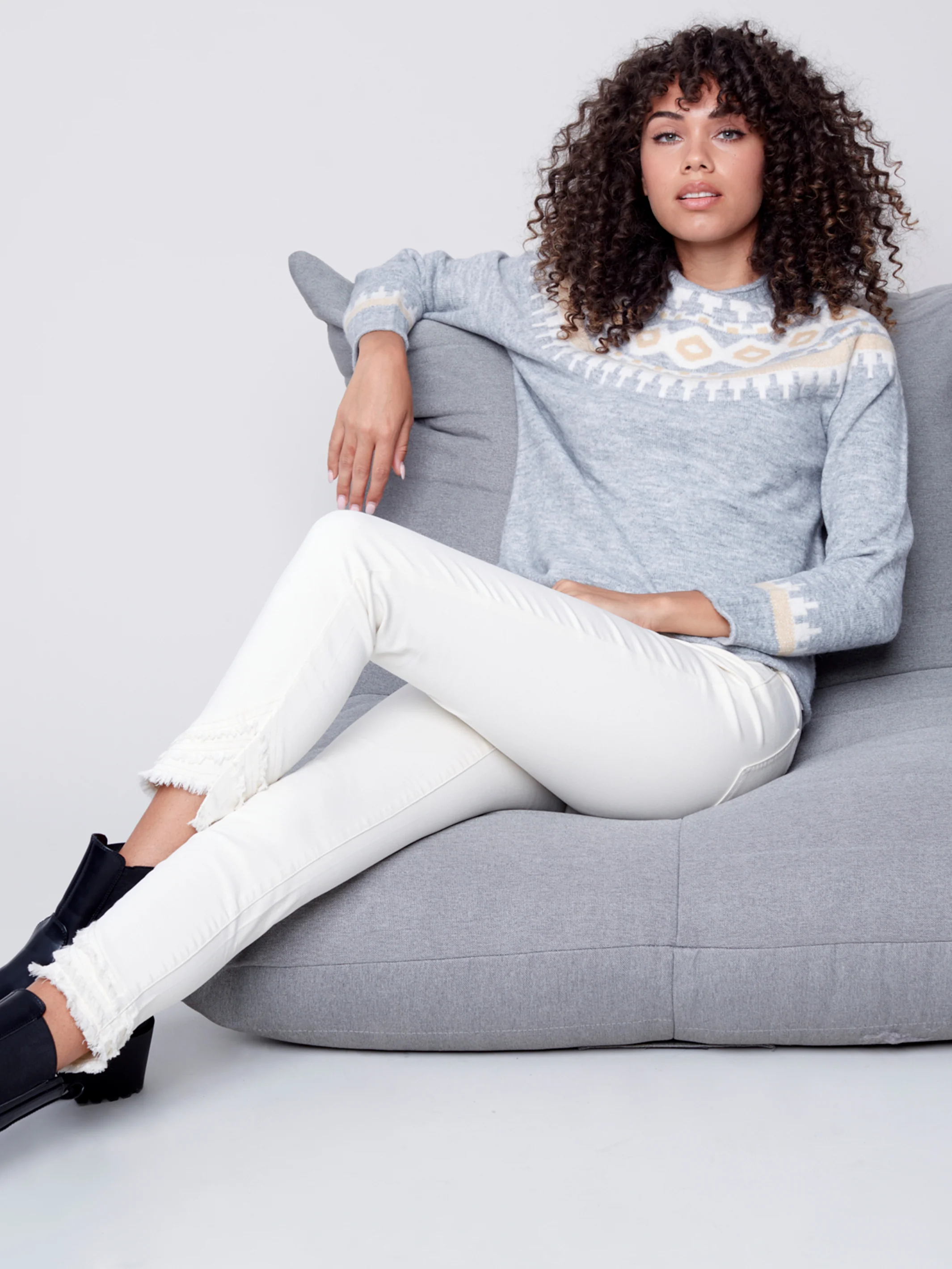 Charlie B -C2524-725B-Sweater- Grey - Image 2