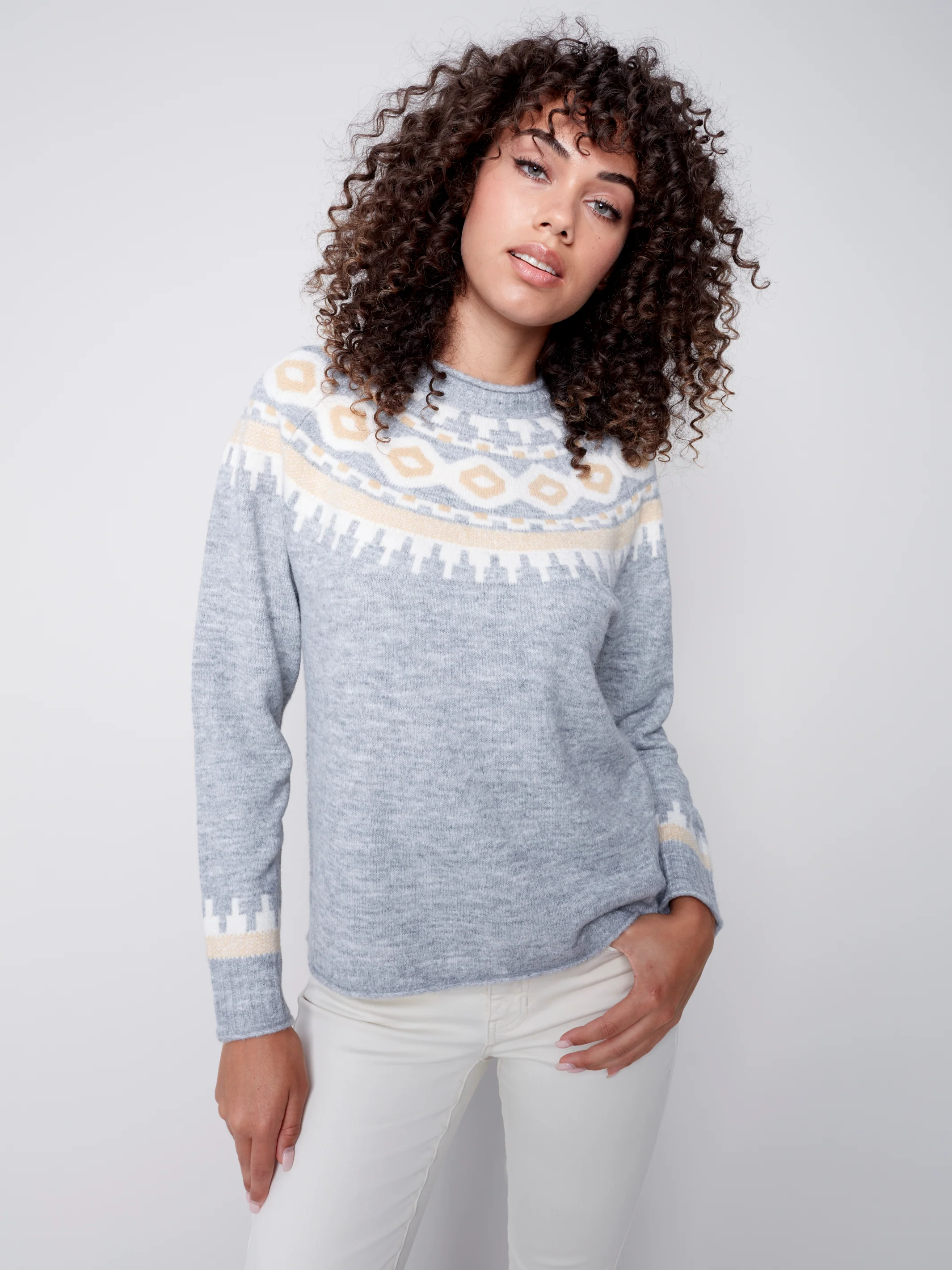 Charlie B -C2524-725B-Sweater- Grey - Image 3