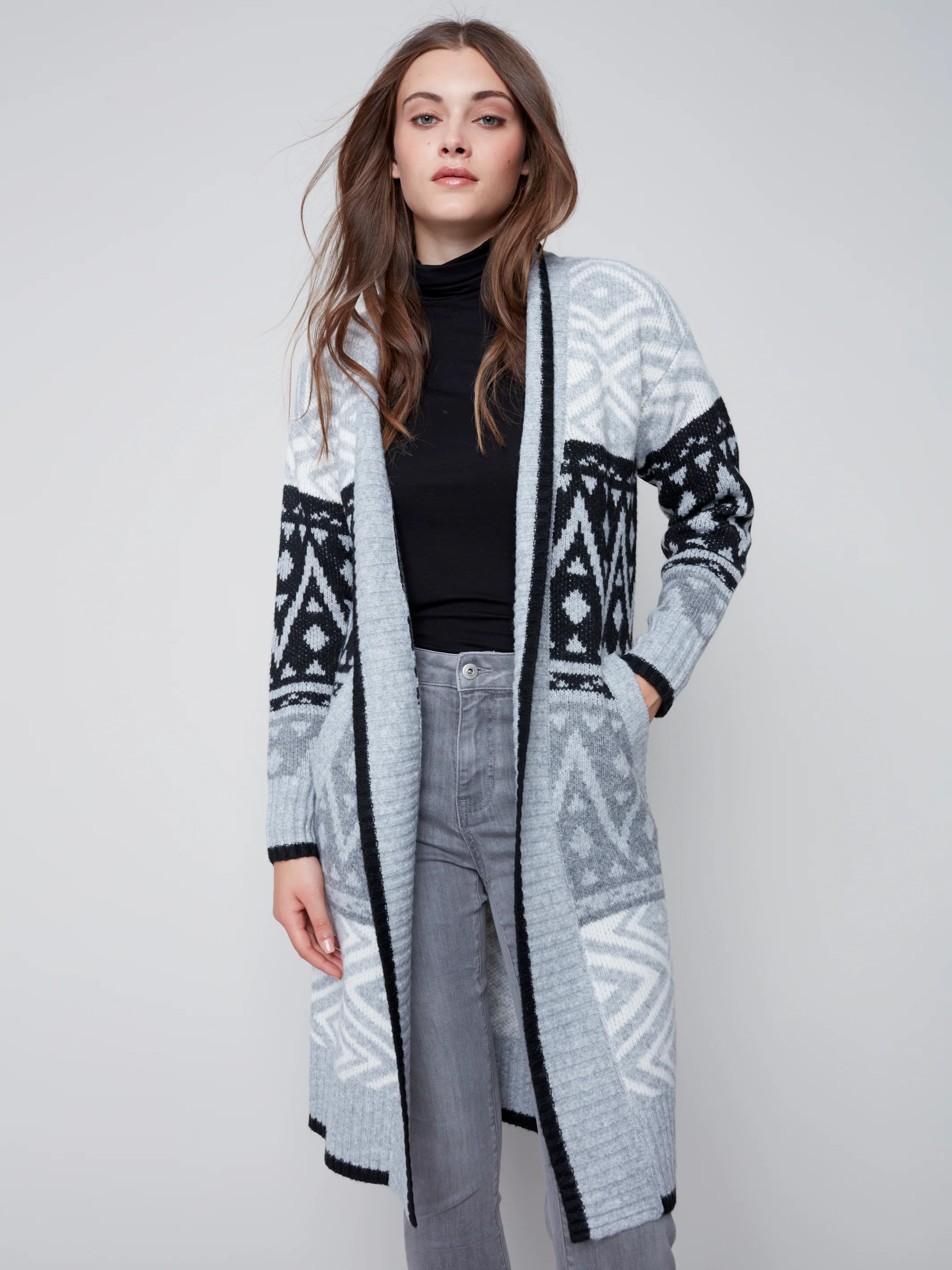 Charlie B -C2538-637B- Cardigan-H-Grey - Image 3