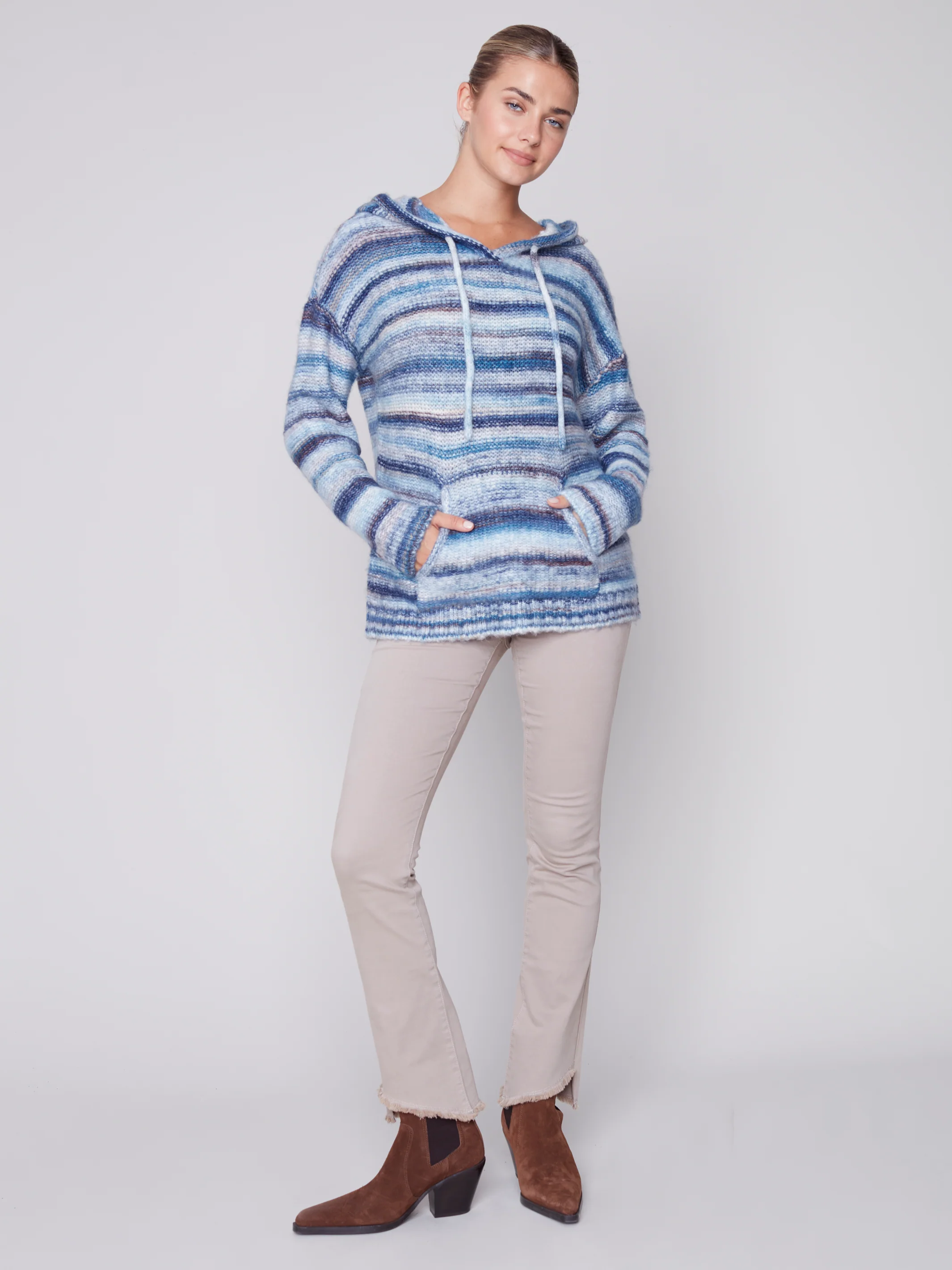 Charlie B -C2596-668B-Hoodie Pull Over-Denim