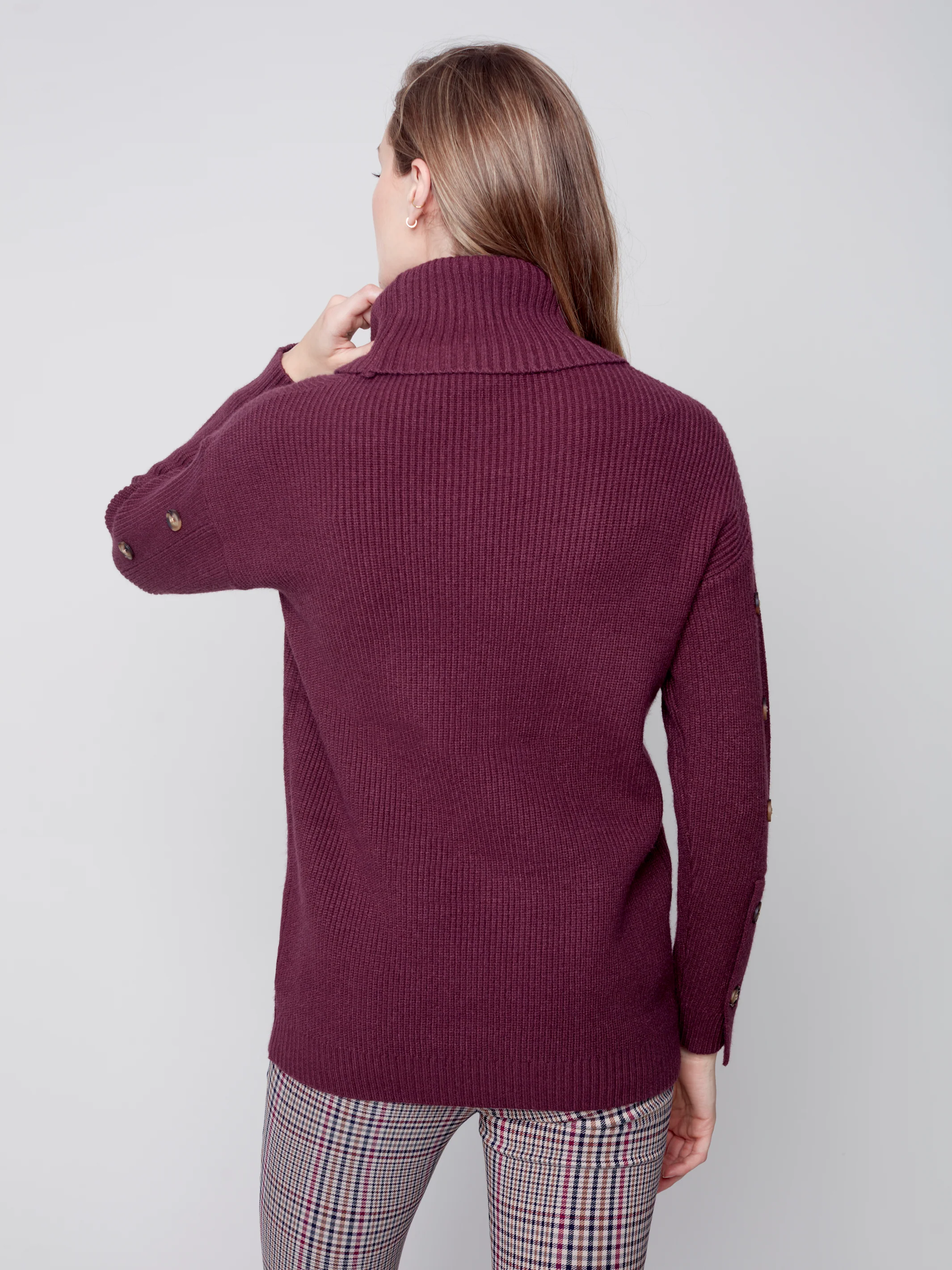 Charlie B -C2604-736A- Turtle Neck Sweater-Port - Image 4
