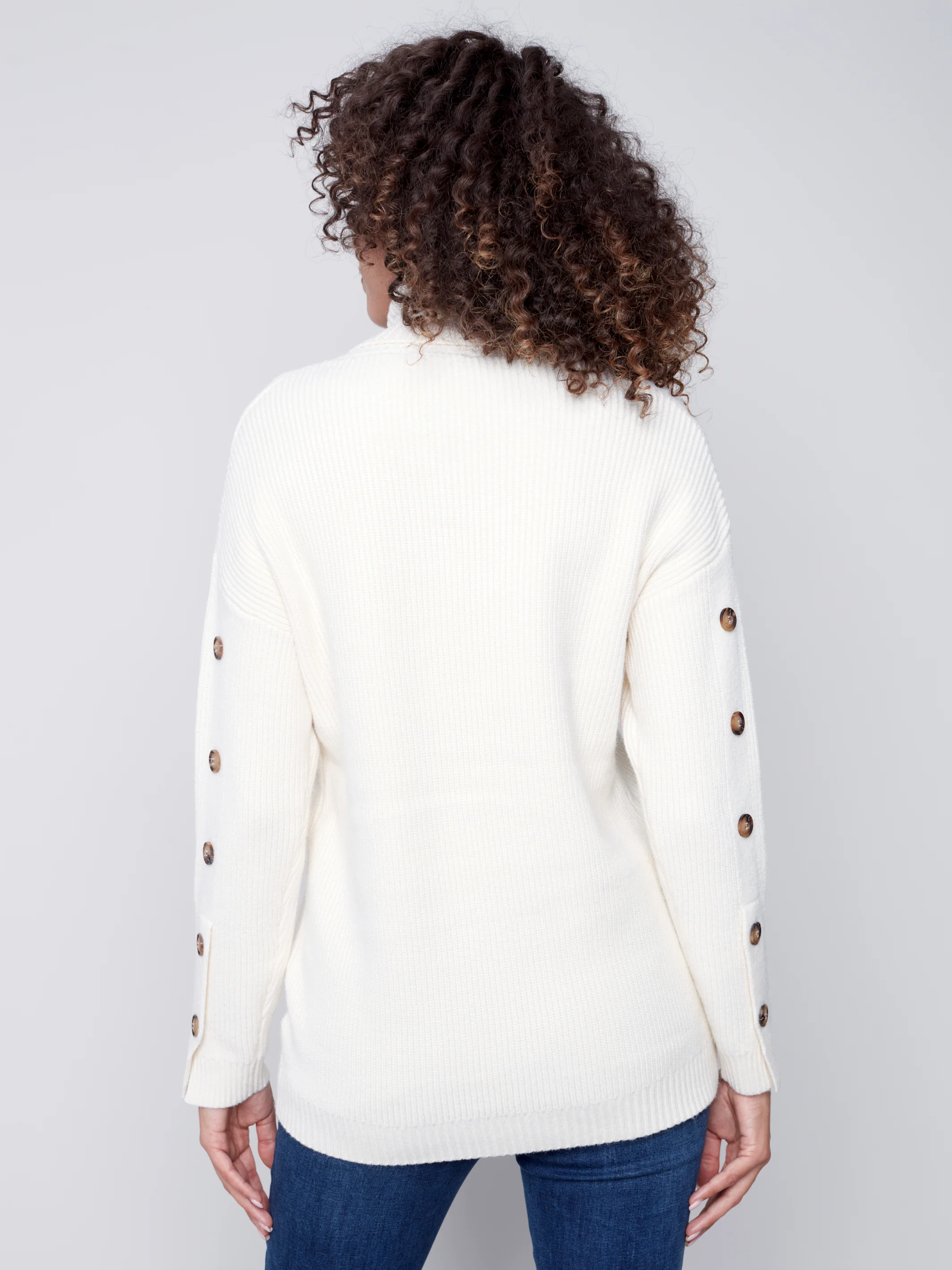 Charlie B -C2604-736A-Turtle NK Sweater-Ecru - Image 5