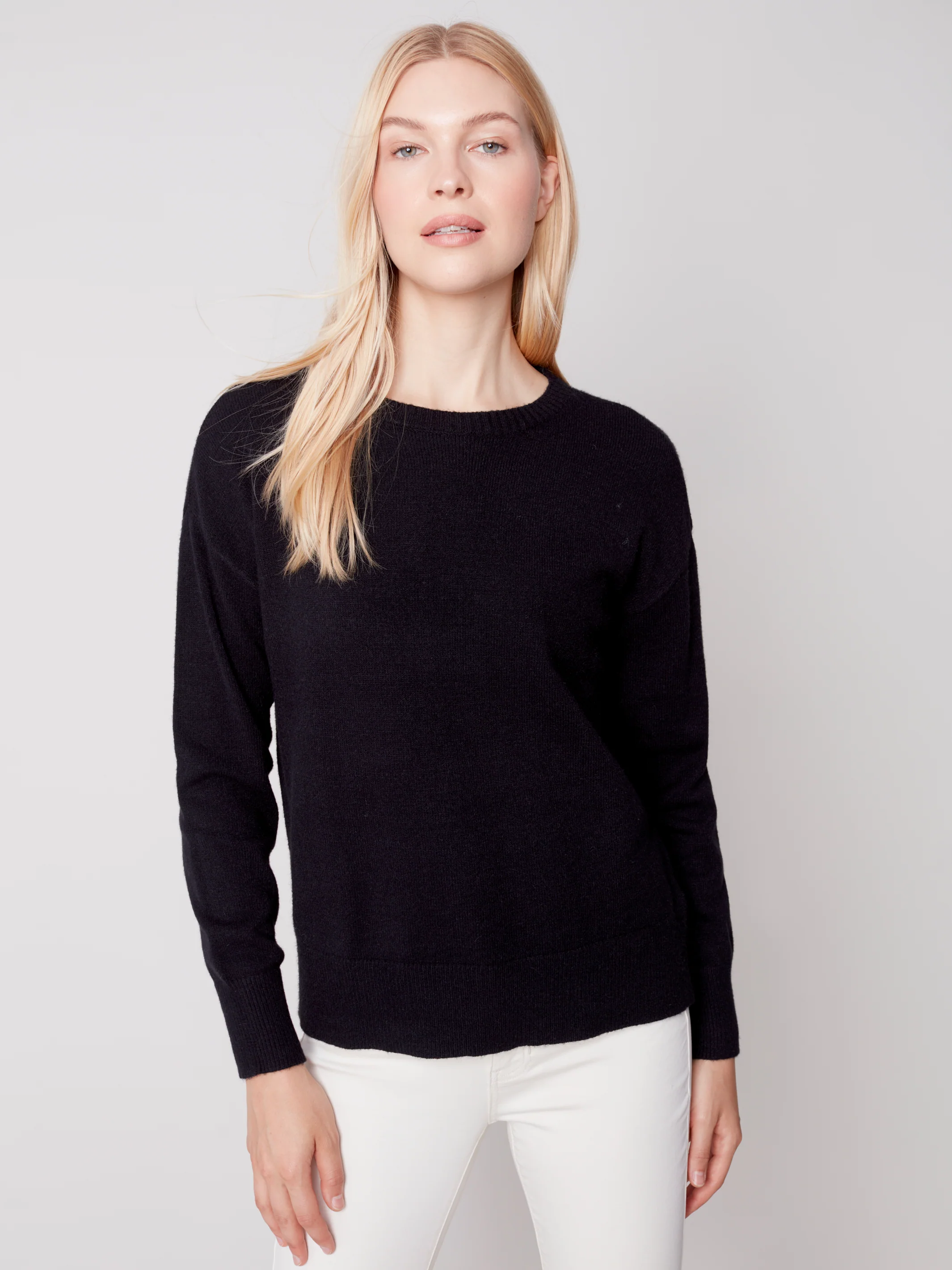 Charlie B -C2605-736A-Sweater/Heart-Black - Image 2
