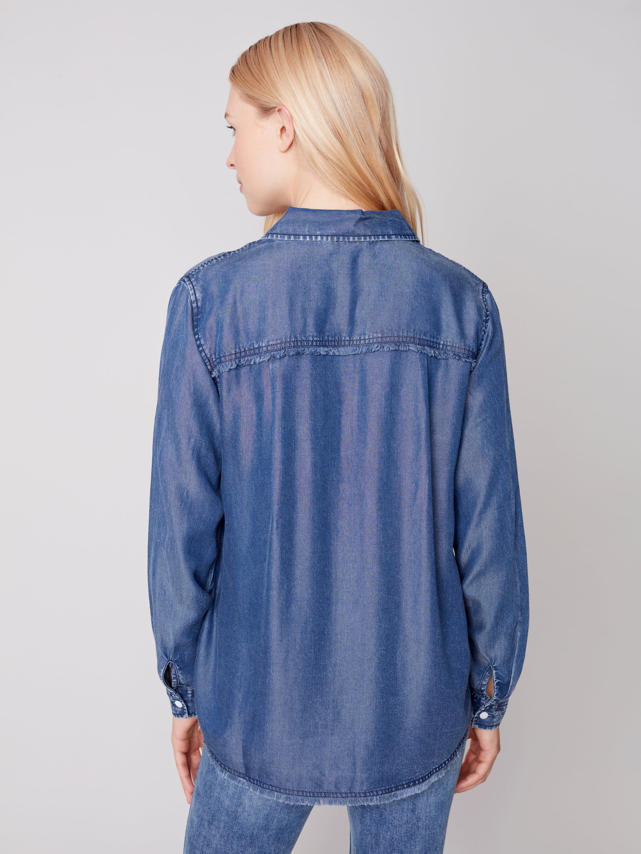Charlie B -C4488D-673B-Tencel Shirt -Denim - Image 4