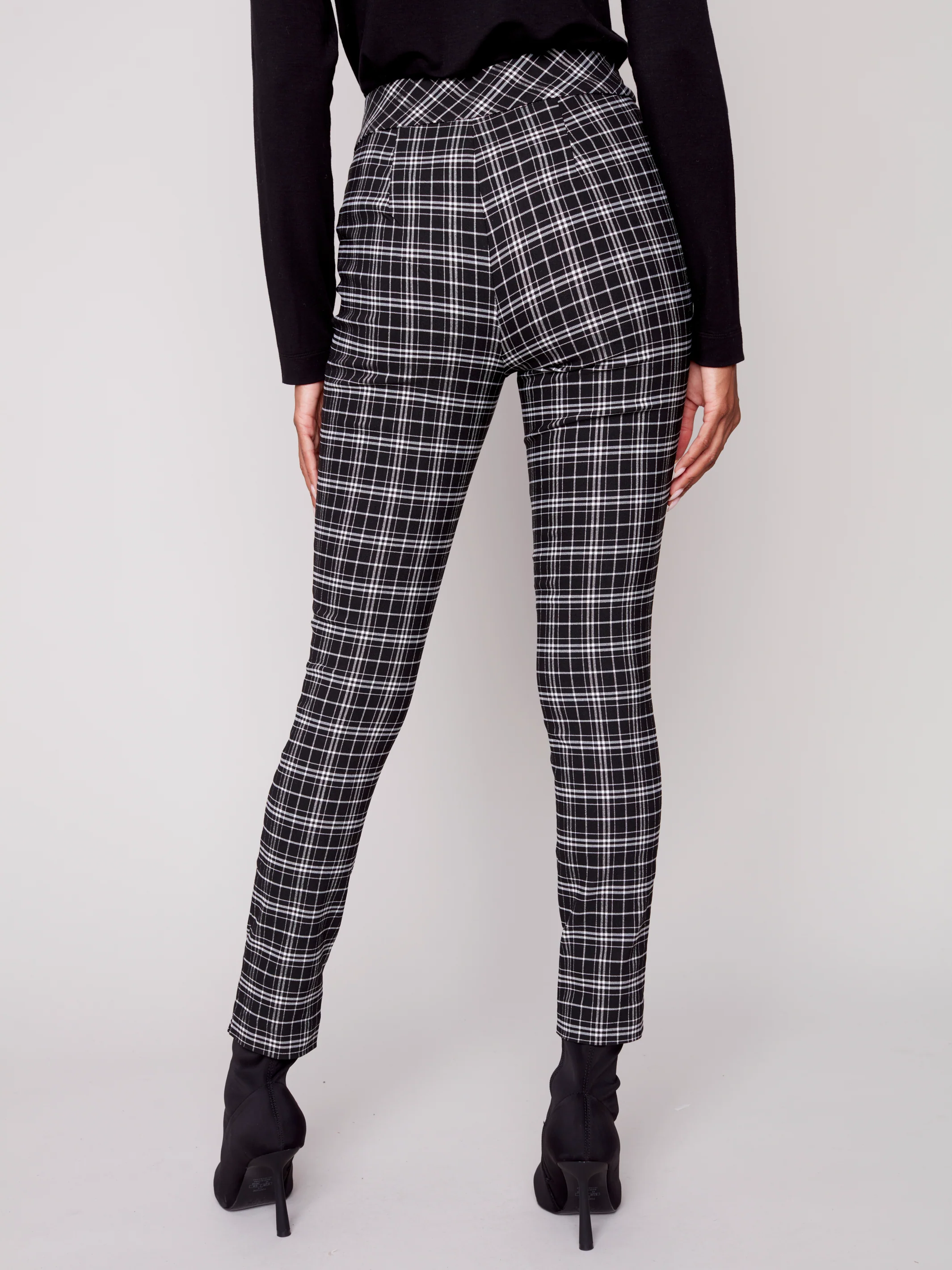 Charlie B -C5292-749B- Plaid Pant-Black/White - Image 4