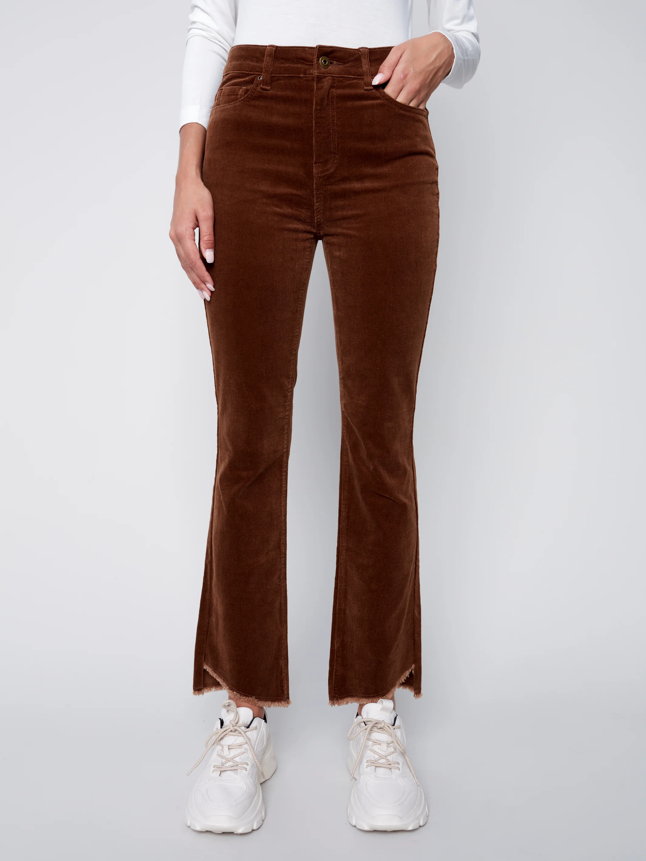 Charlie B -C5429-660B-Corduroy Pant-Truffle - Image 3