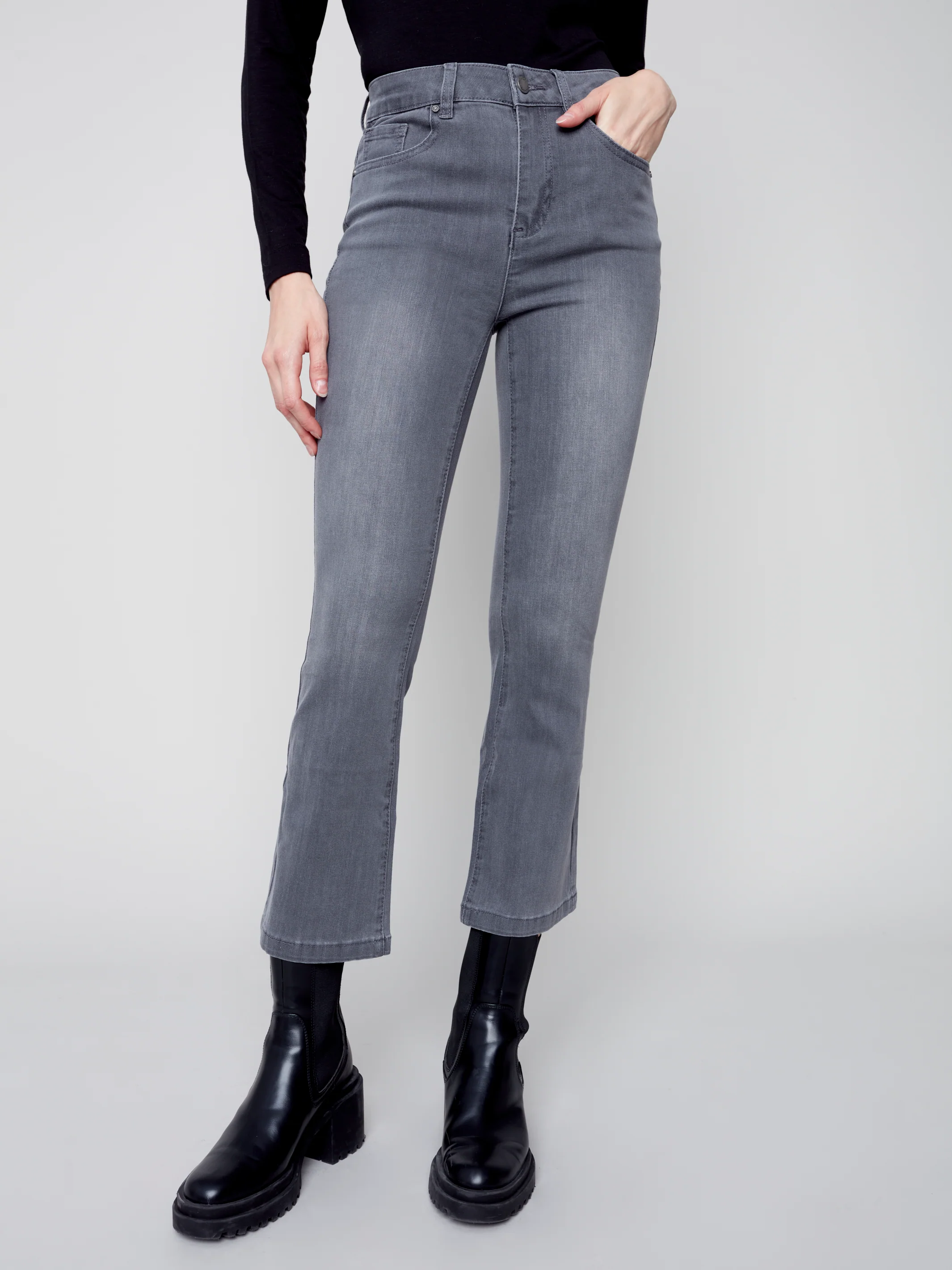 Charlie B -C5443-551A-Denim Pant-Medium Grey - Image 2