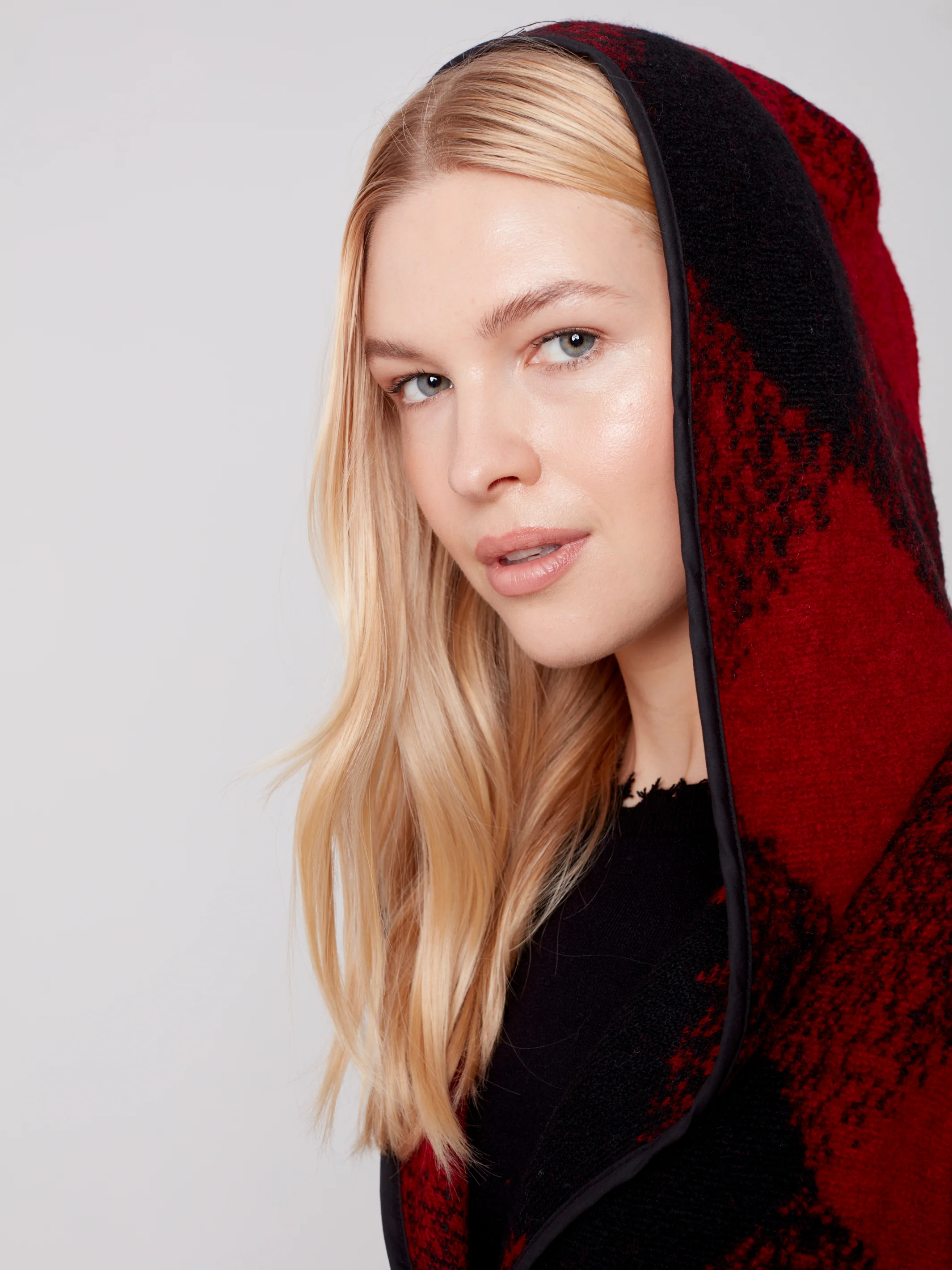 Charlie B -C6267-174B- Plaid Wool Coat-Ruby