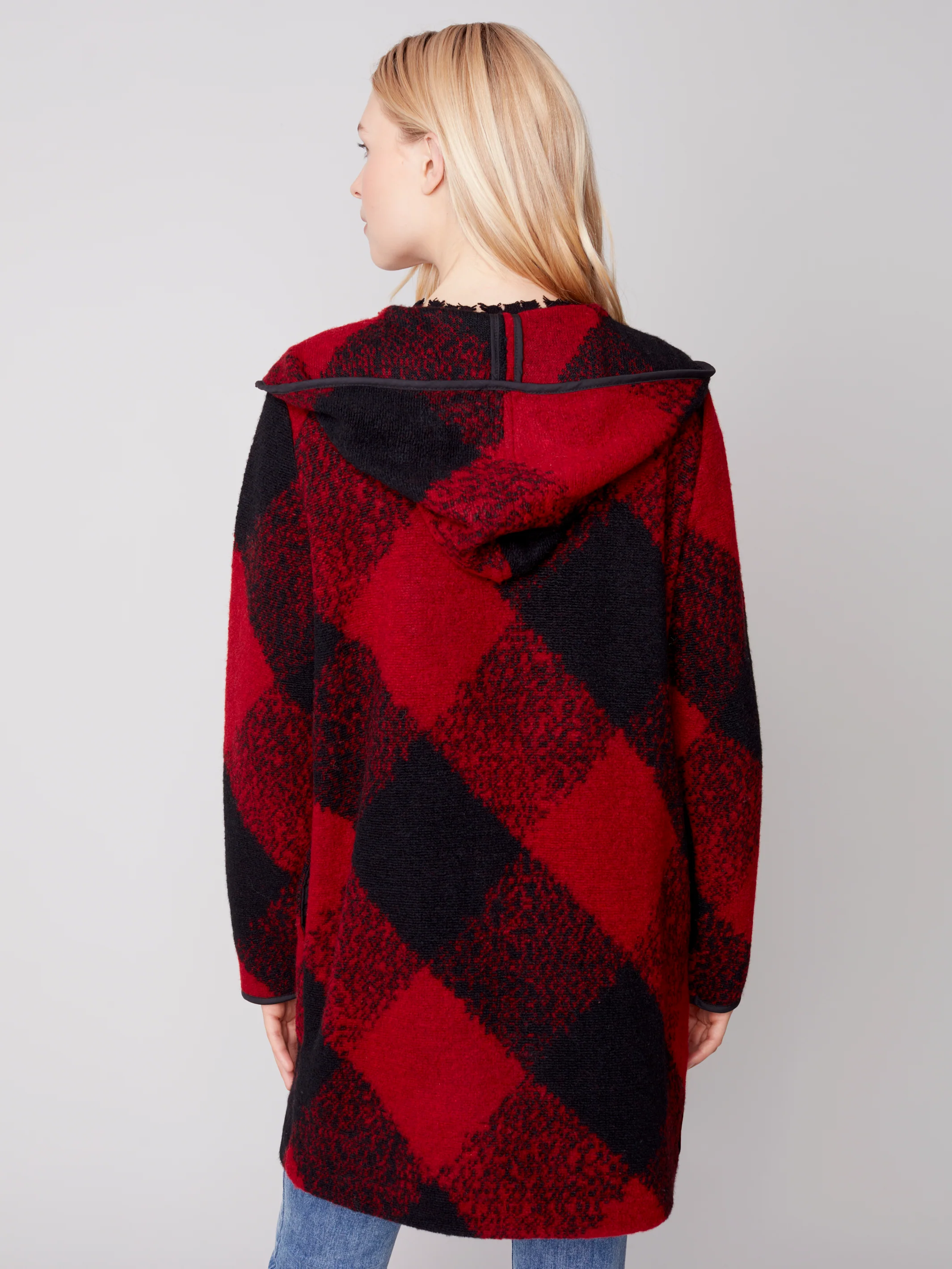 Charlie B -C6267-174B- Plaid Wool Coat-Ruby - Image 5