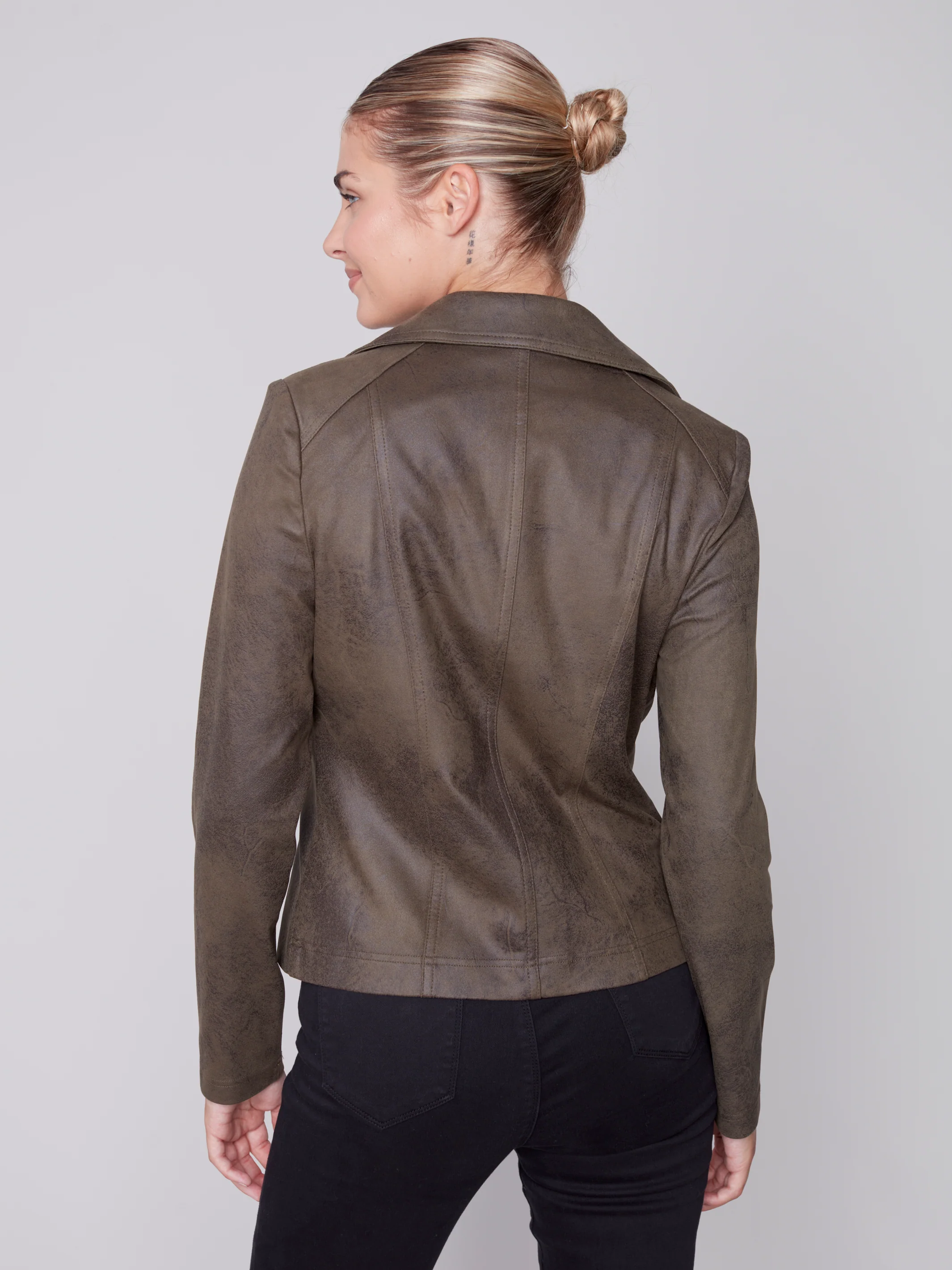 Charlie B -C6282-869A-Faux Leather Jacket-Spruce - Image 6