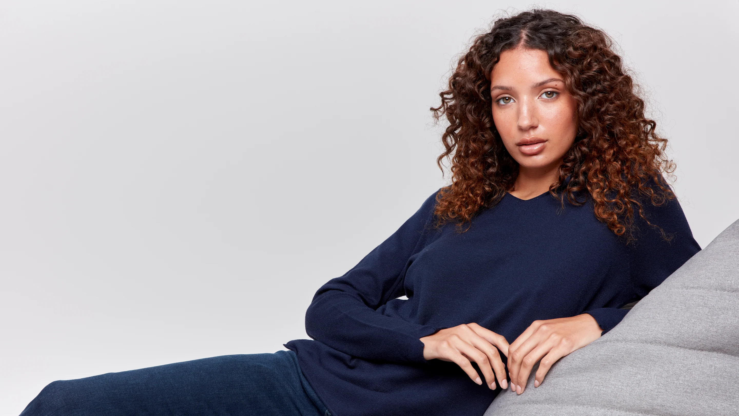 Charlie B -C2279Z-117-Solid Basic Sweater-Navy