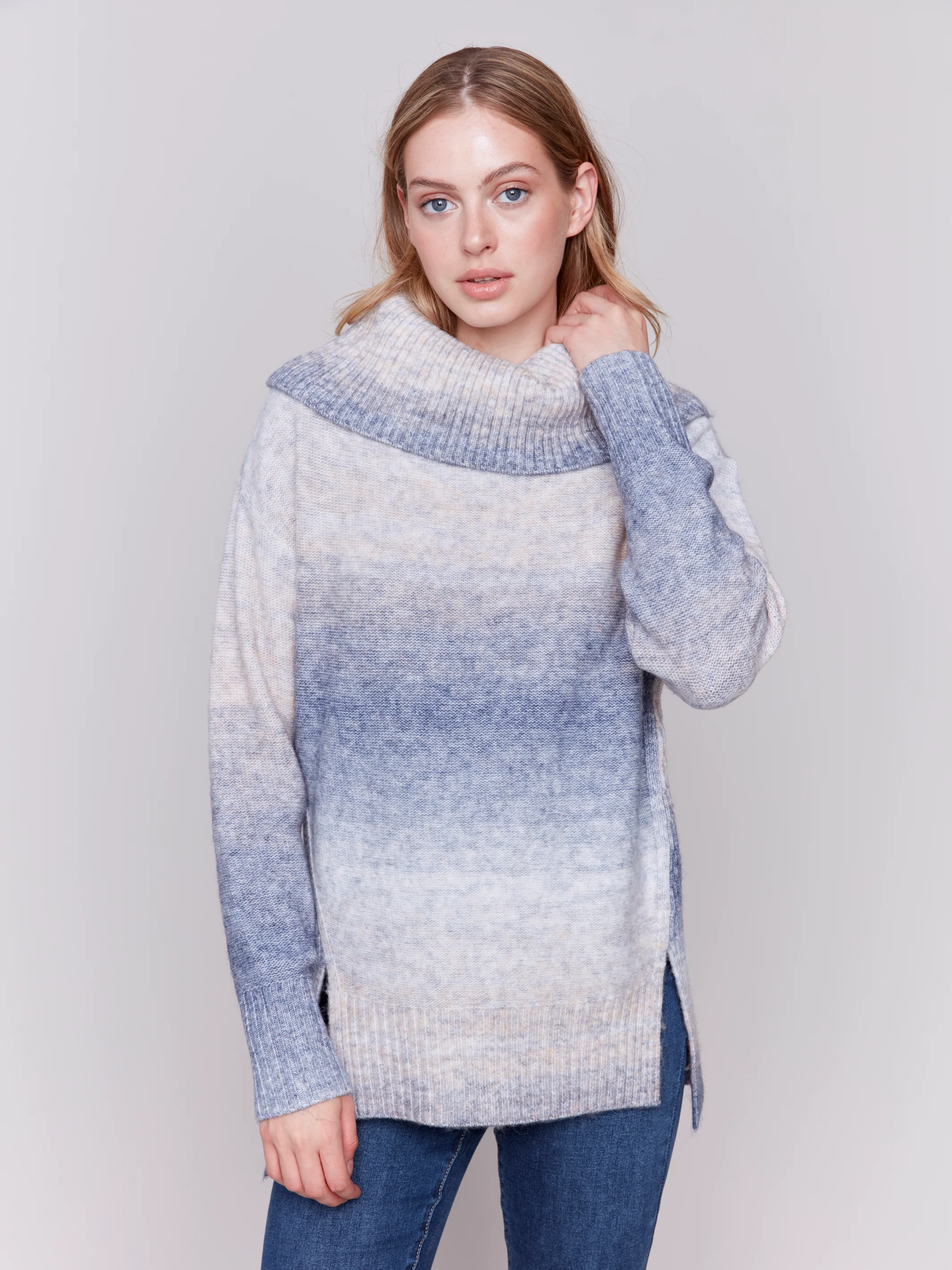 Charlie B -C2659-P422-Long Sweater-Frost - Image 3