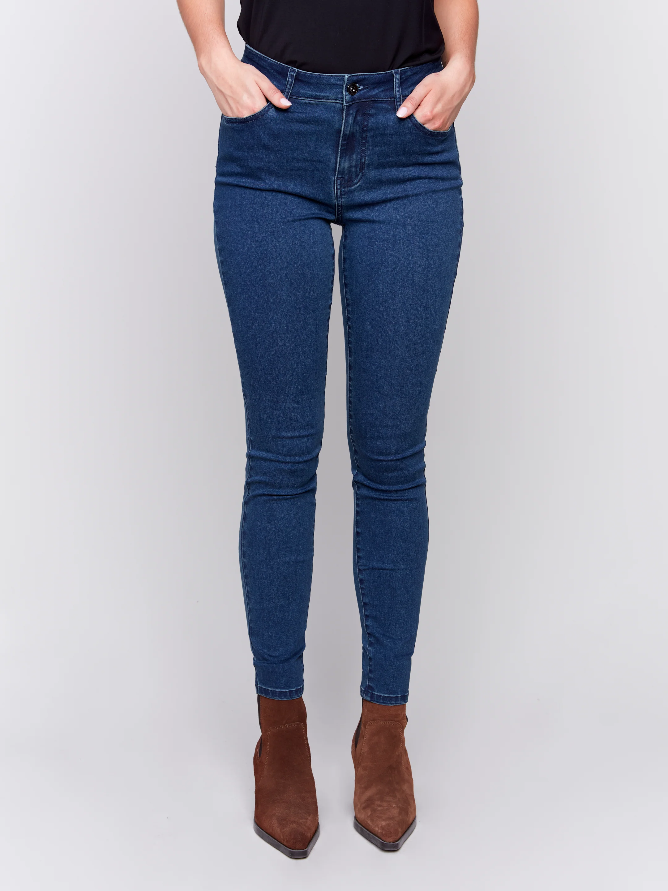 Charlie B -C5370RR-283-Soft Skinny Leg Pant-Blue Black - Image 3