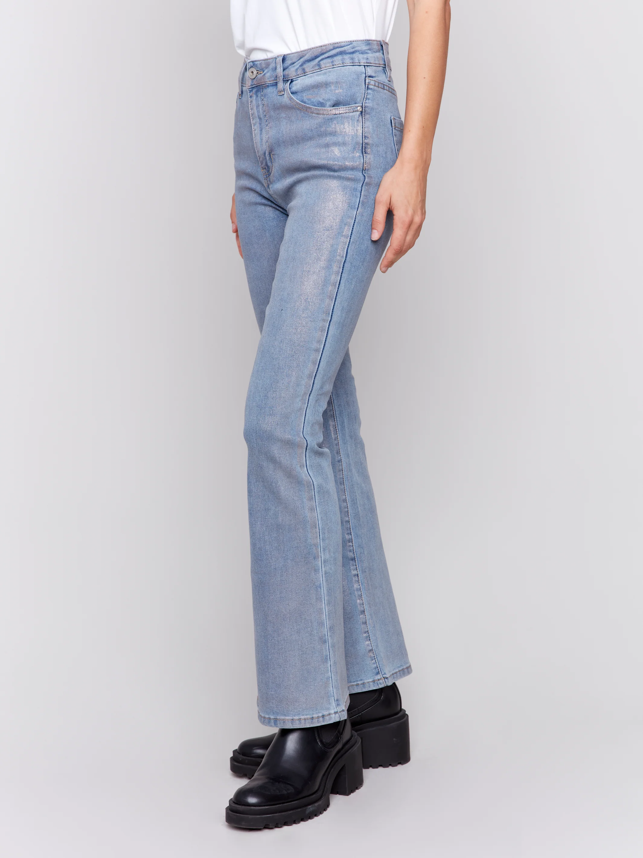 Charlie B -C5533P-685-Bootcut Leg Pant-Silver Blue - Image 4