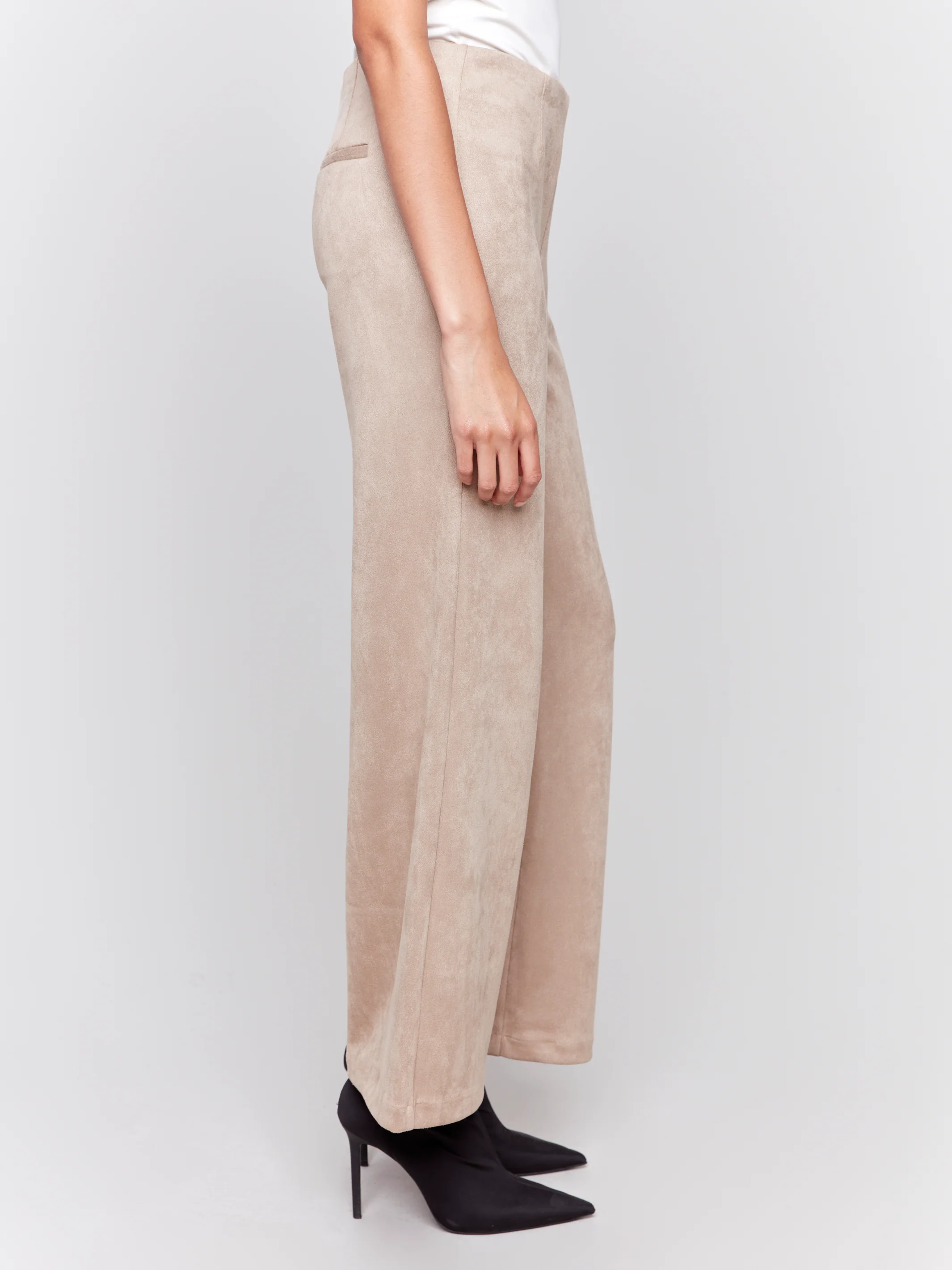 Charlie B -C5540-100-Faux Suede Pant-Natural - Image 4