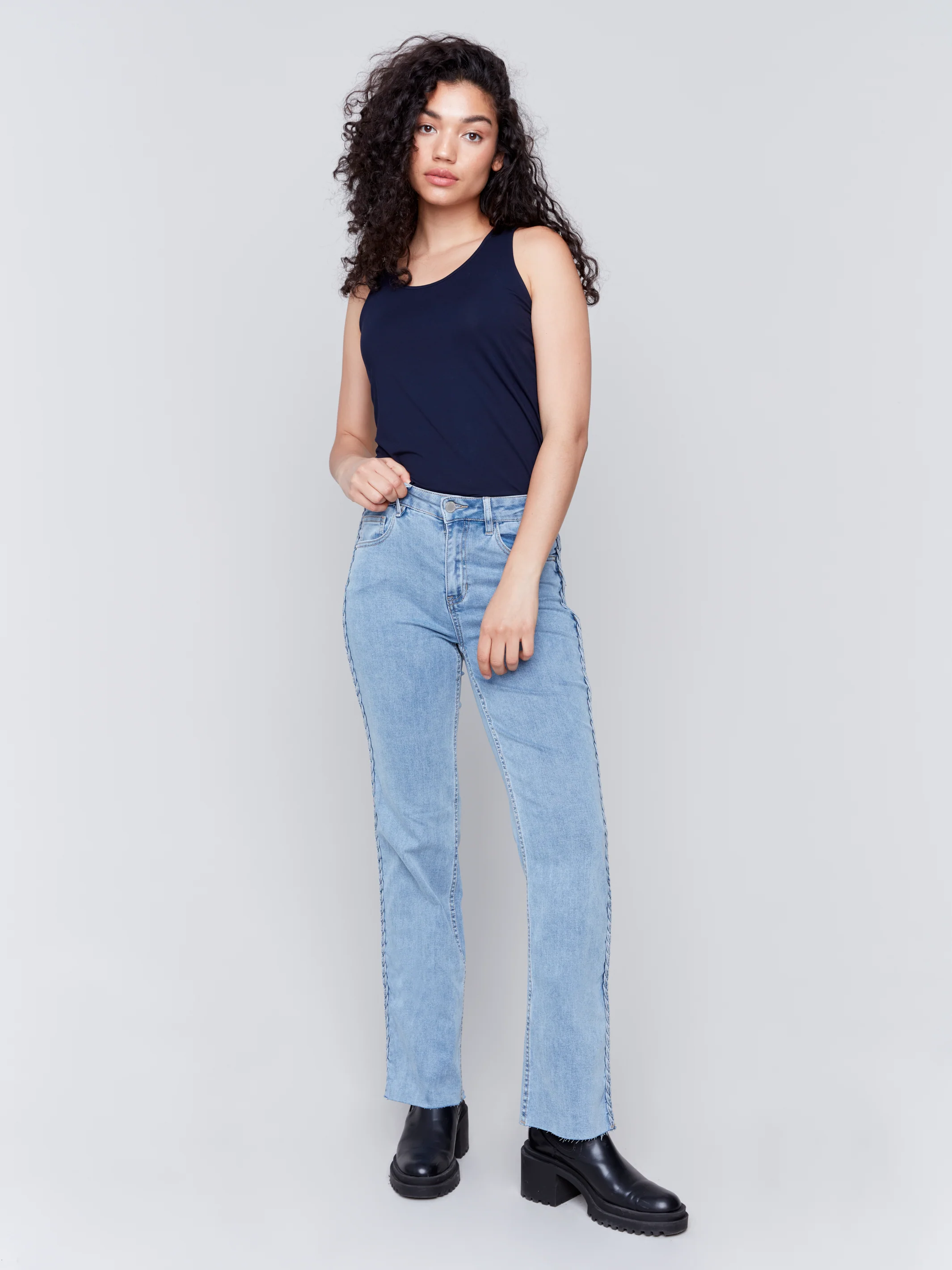 Charlie B -C5547-140-Braided Pant-LT Blue - Image 2