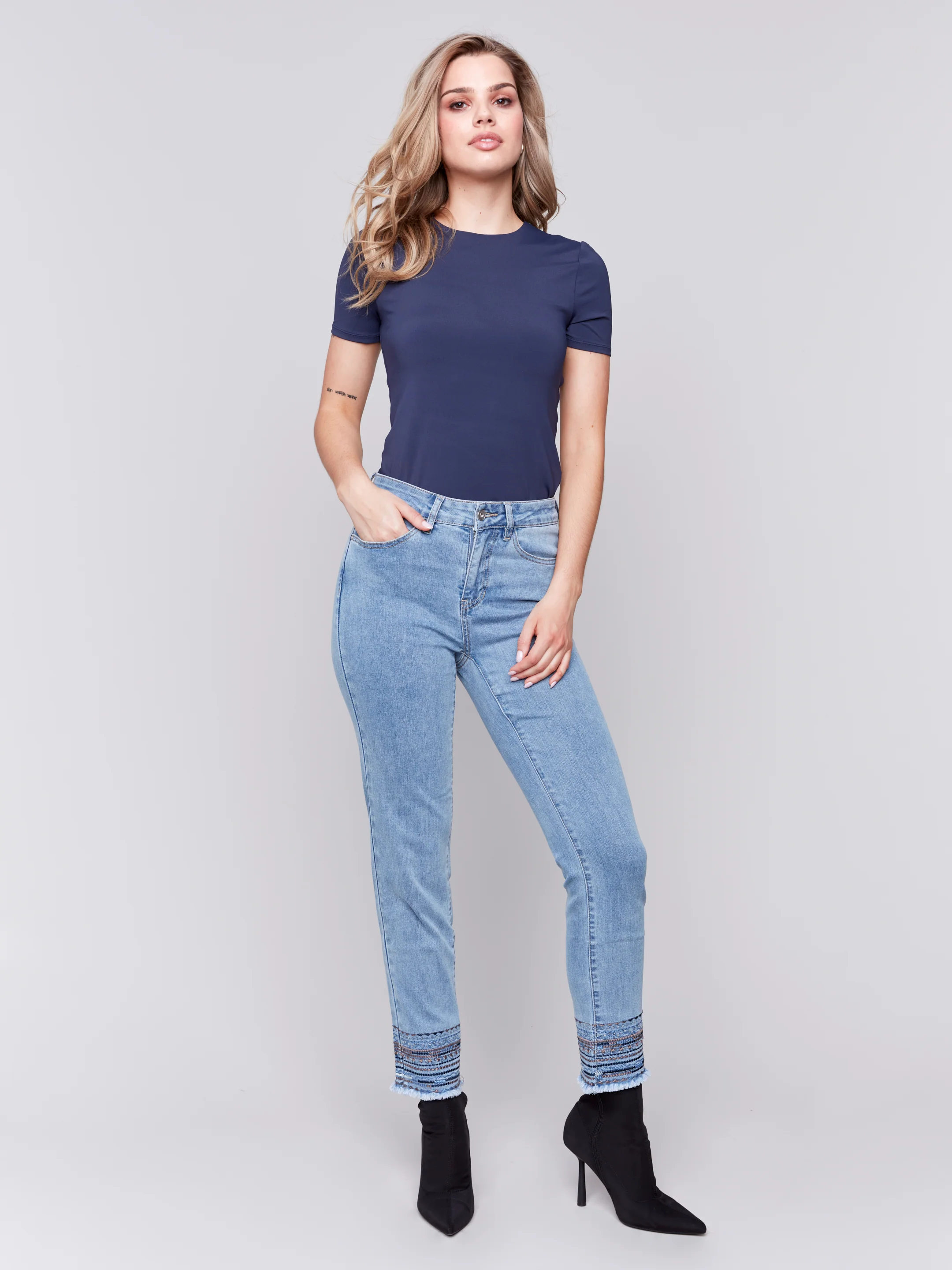 Charlie B -C5573-140-Embroidered Pant-LT Blue
