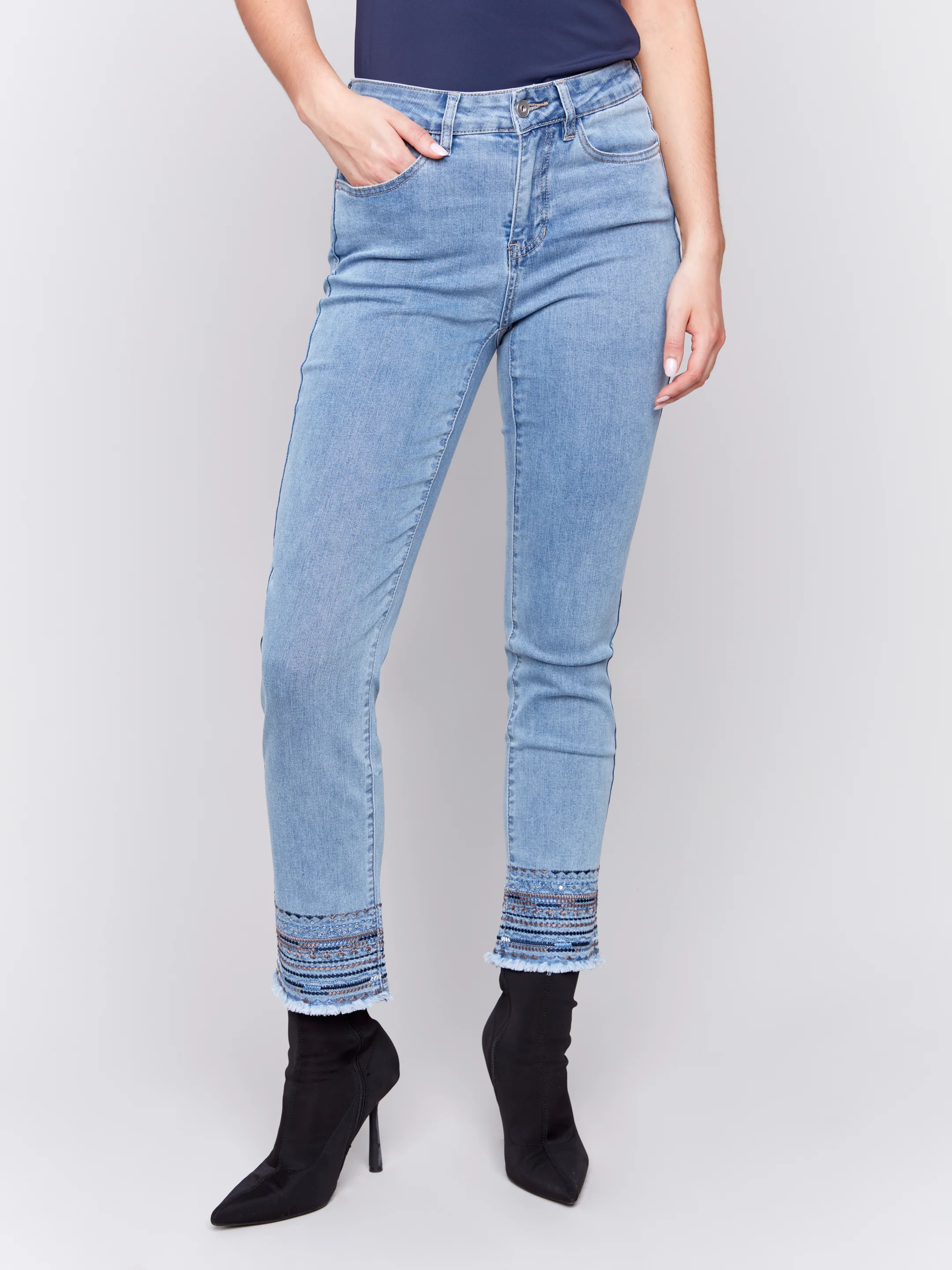 Charlie B -C5573-140-Embroidered Pant-LT Blue - Image 3