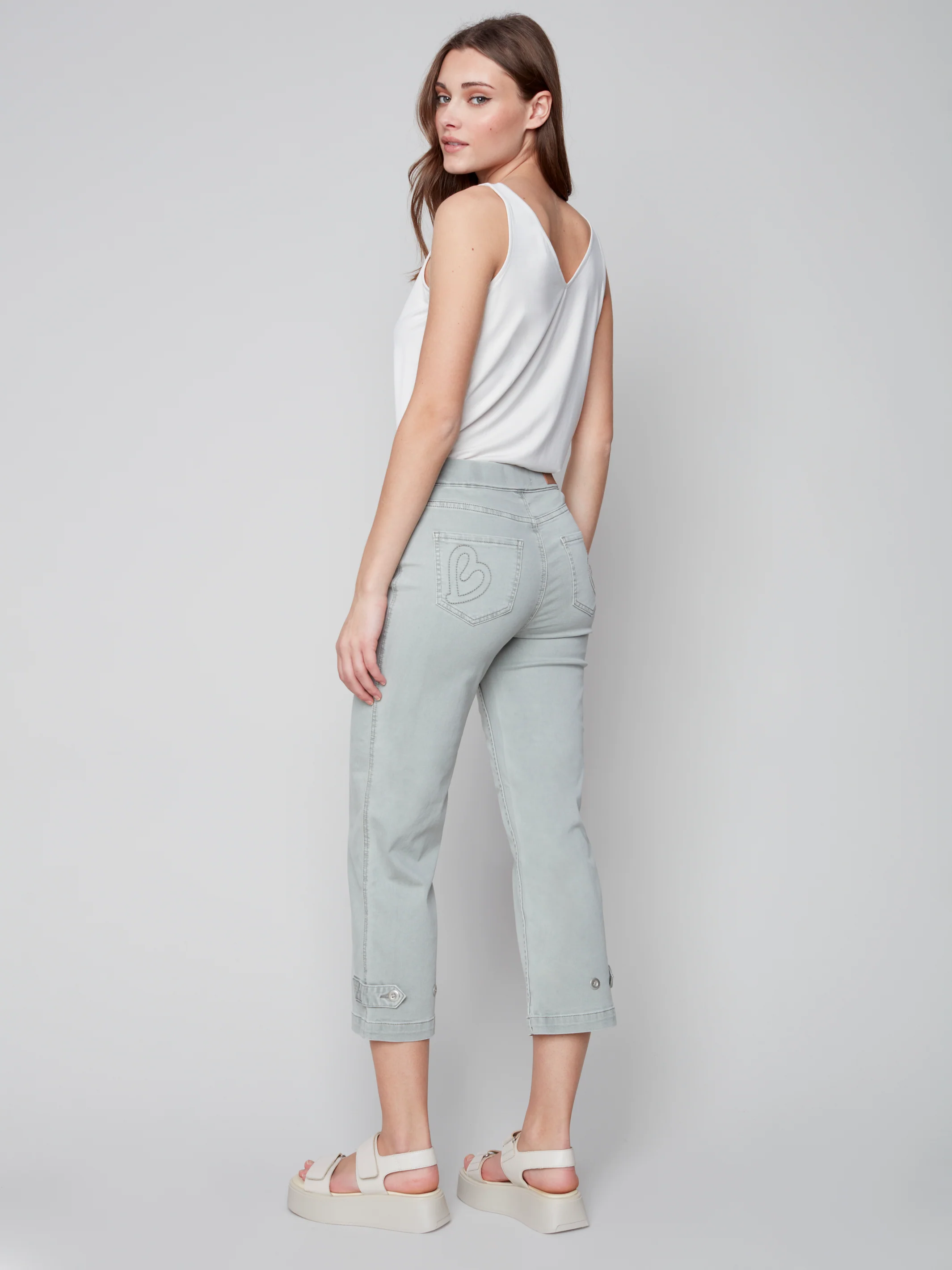 Charlie B - C5404-618A- Twill Pant -Basil - Image 3