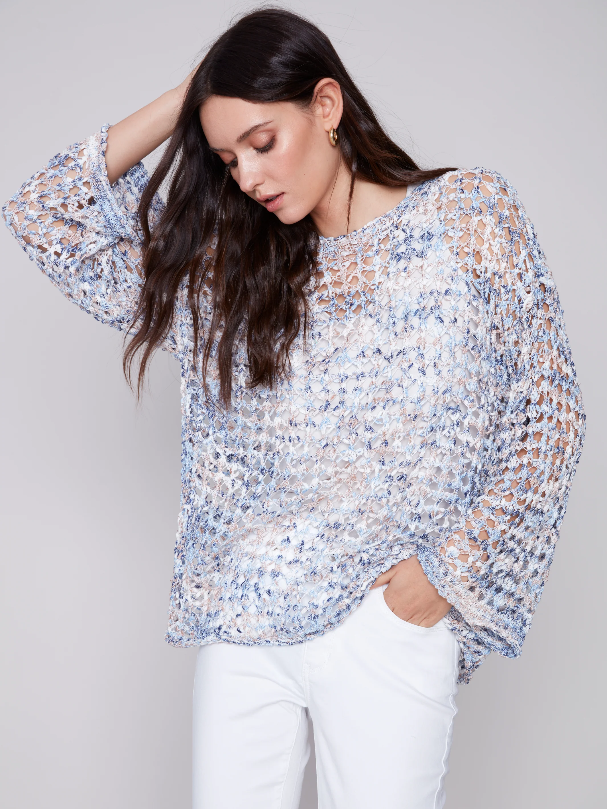Charlie B -C2617-765B-Crotchet Sweater-Lotus - Image 2