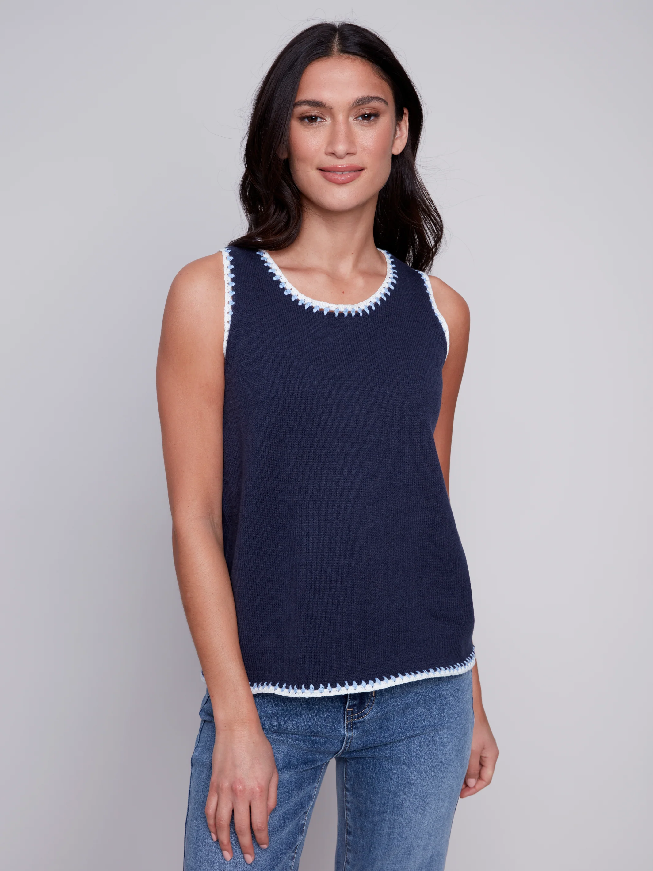 Charlie B -C2630-805B-Knit Cami-Navy - Image 2