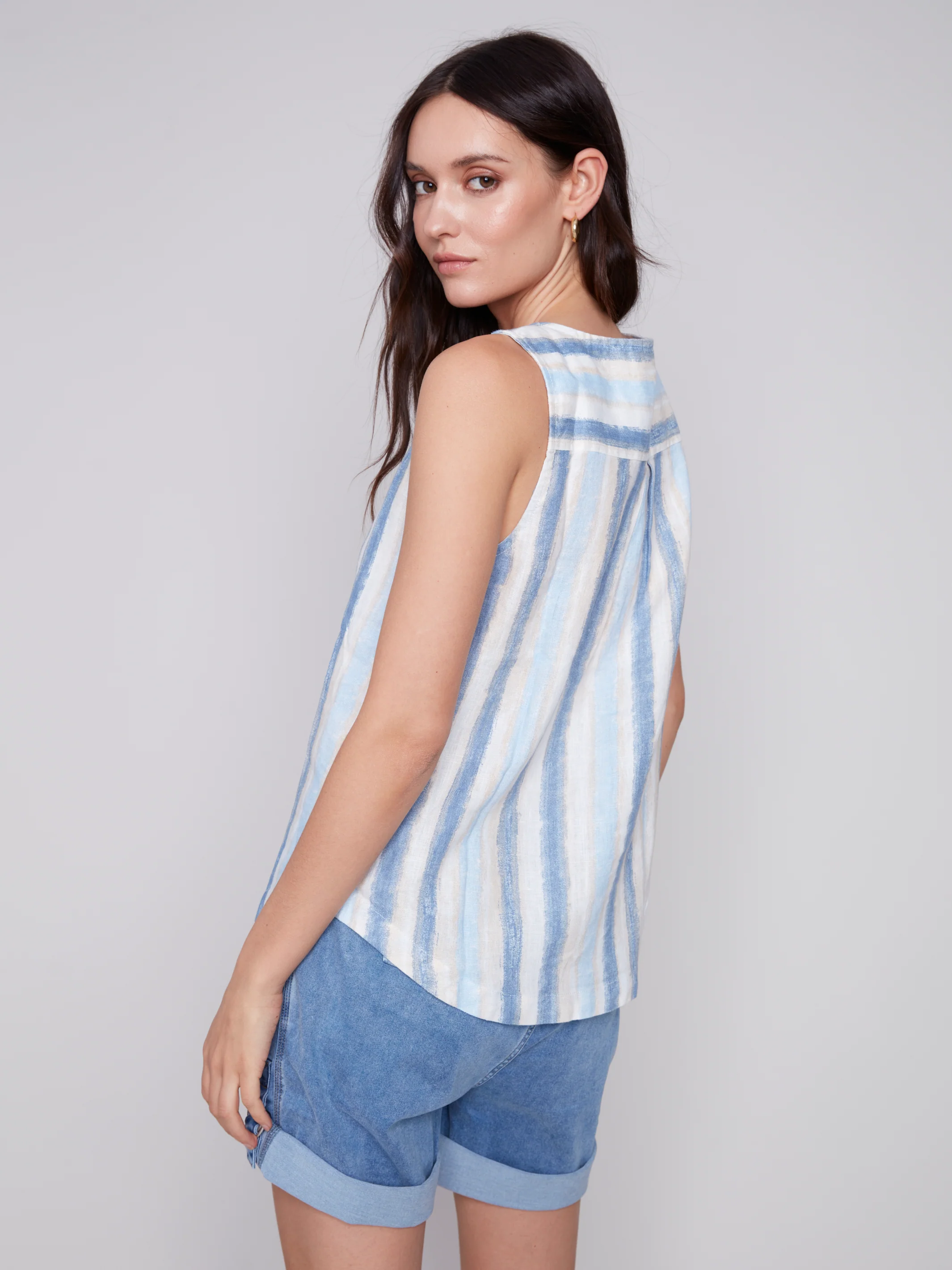 Charlie B -C4425X-032B-Linen Blouse-Nautical - Image 3