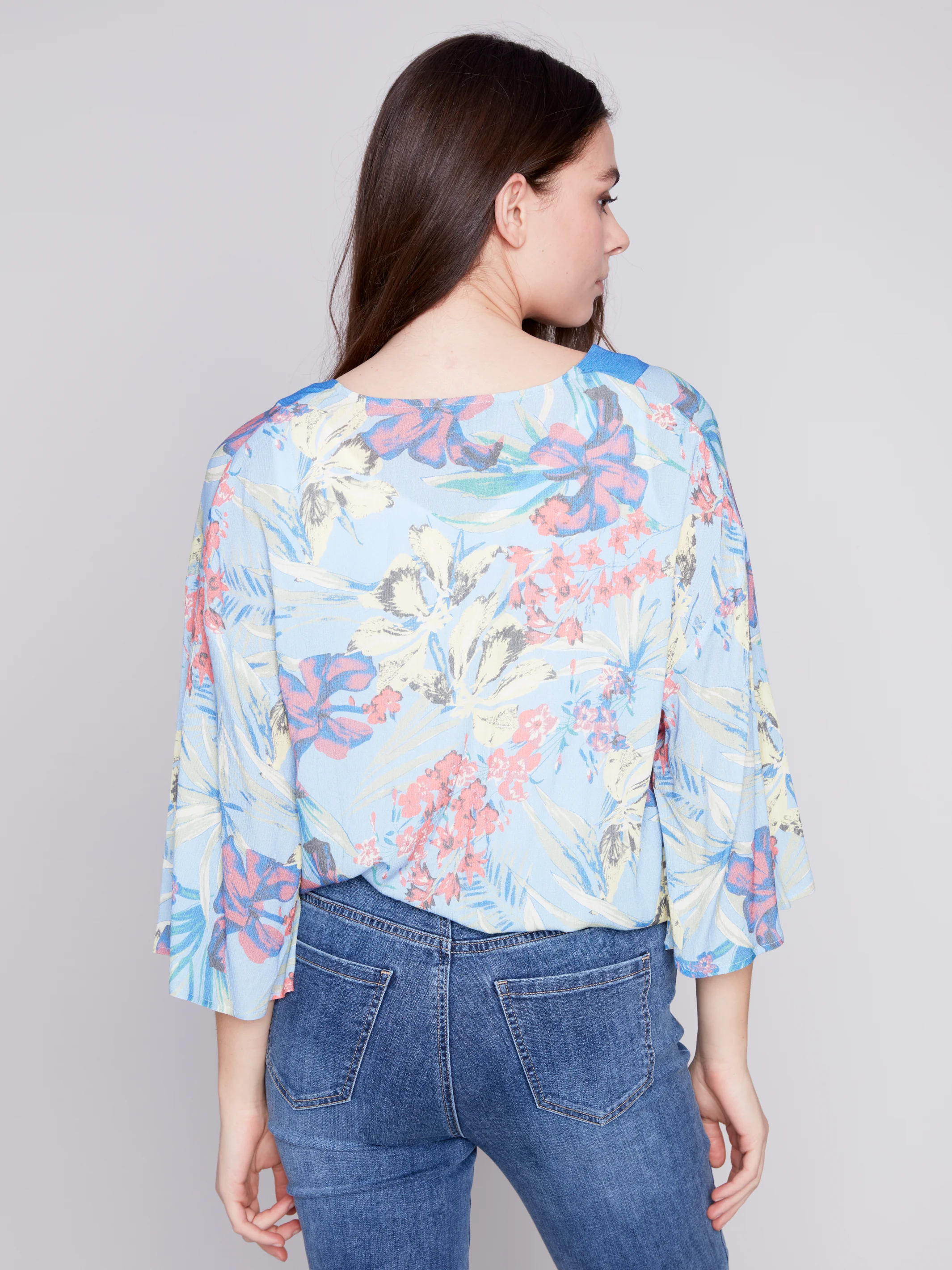 Charlie B -C4466RP-496B-Cross Over Front Blouse-Lilypad - Image 4