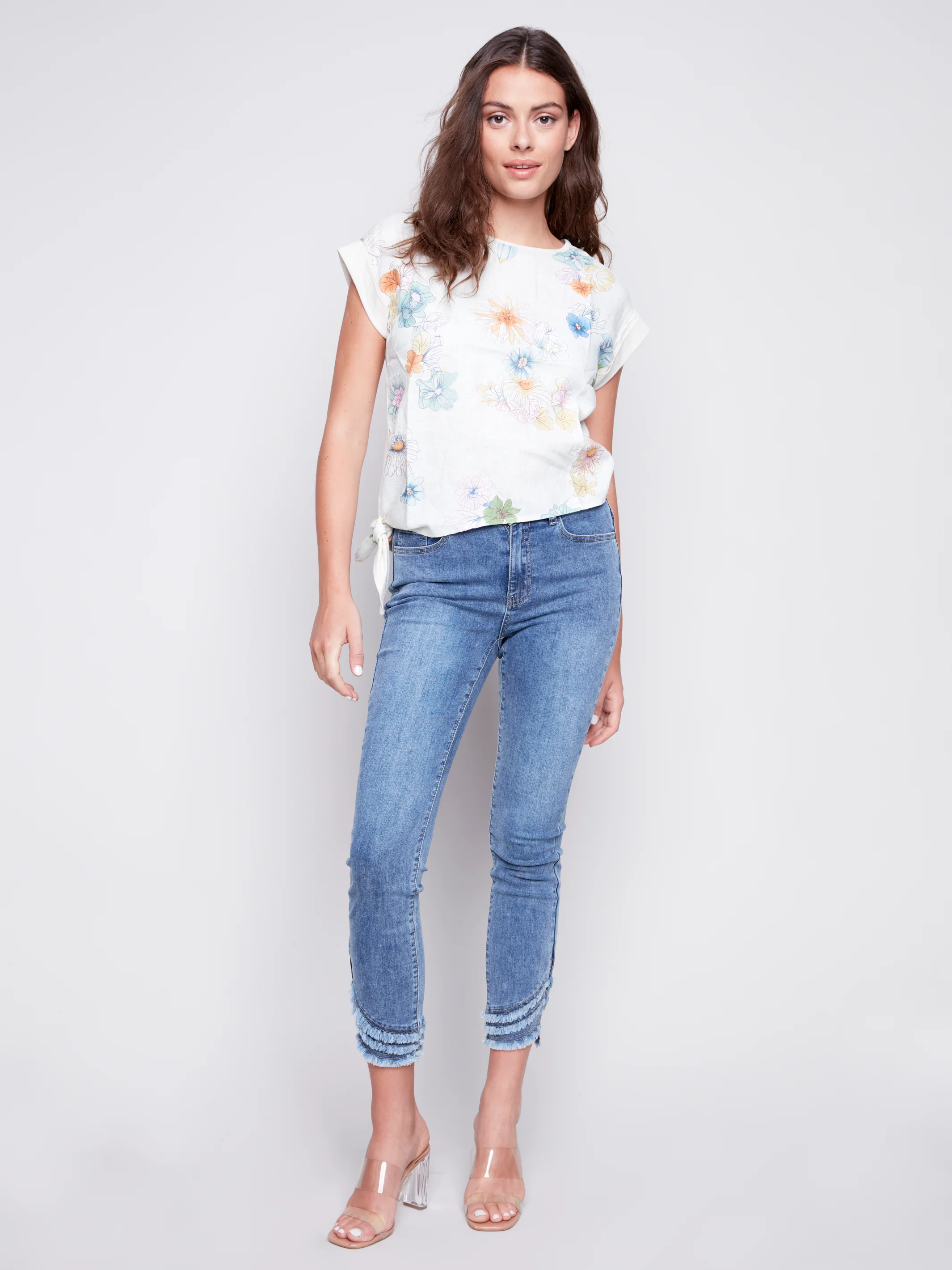 Charlie B -C4483R-880B-Printed Jersey W/Front Tie-Rustic