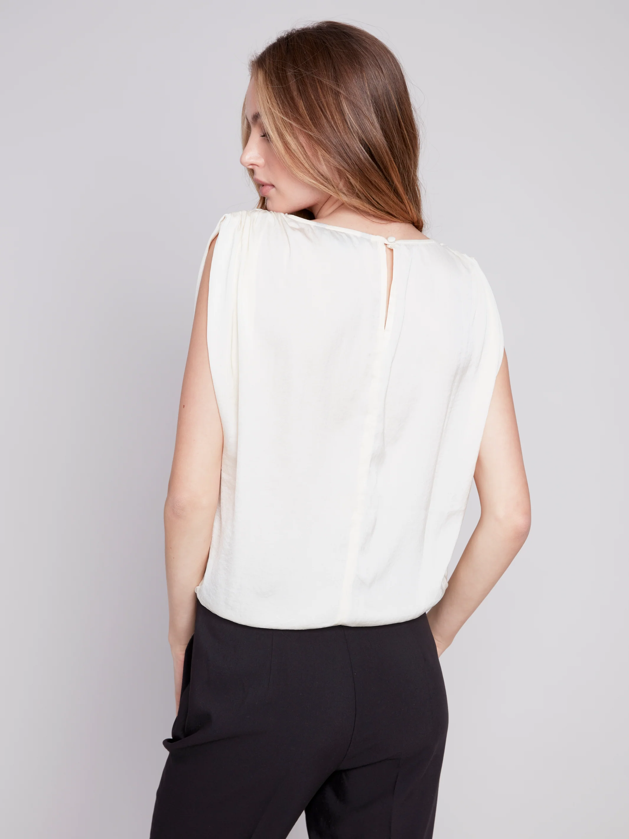 Charlie B -C4507-794B-Crew Neck Top-Natural - Image 3