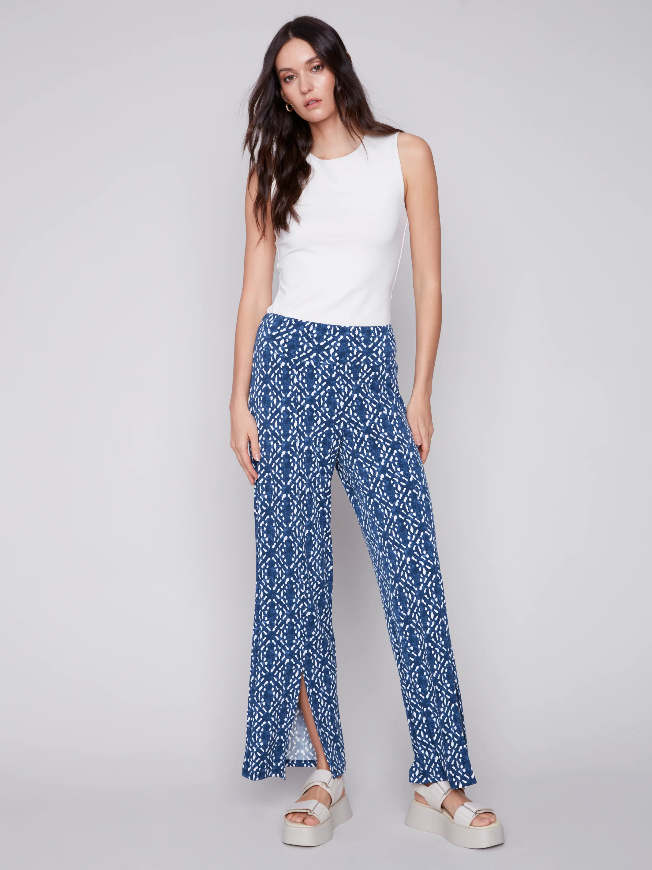 Charlie B -C5483-818B-Wide Leg Pant-Indigo