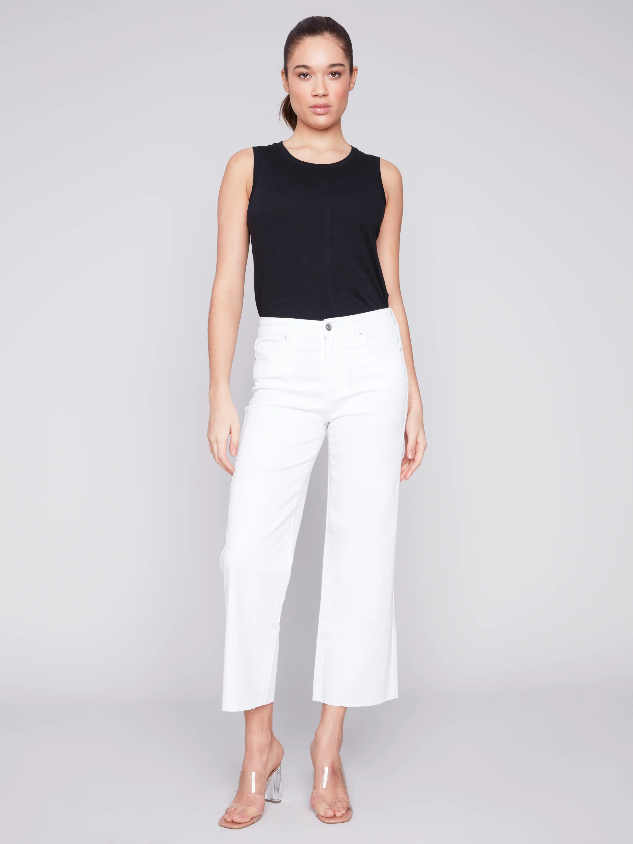 Charlie B -C5497-618A-Wide Leg Pant-White - Image 2
