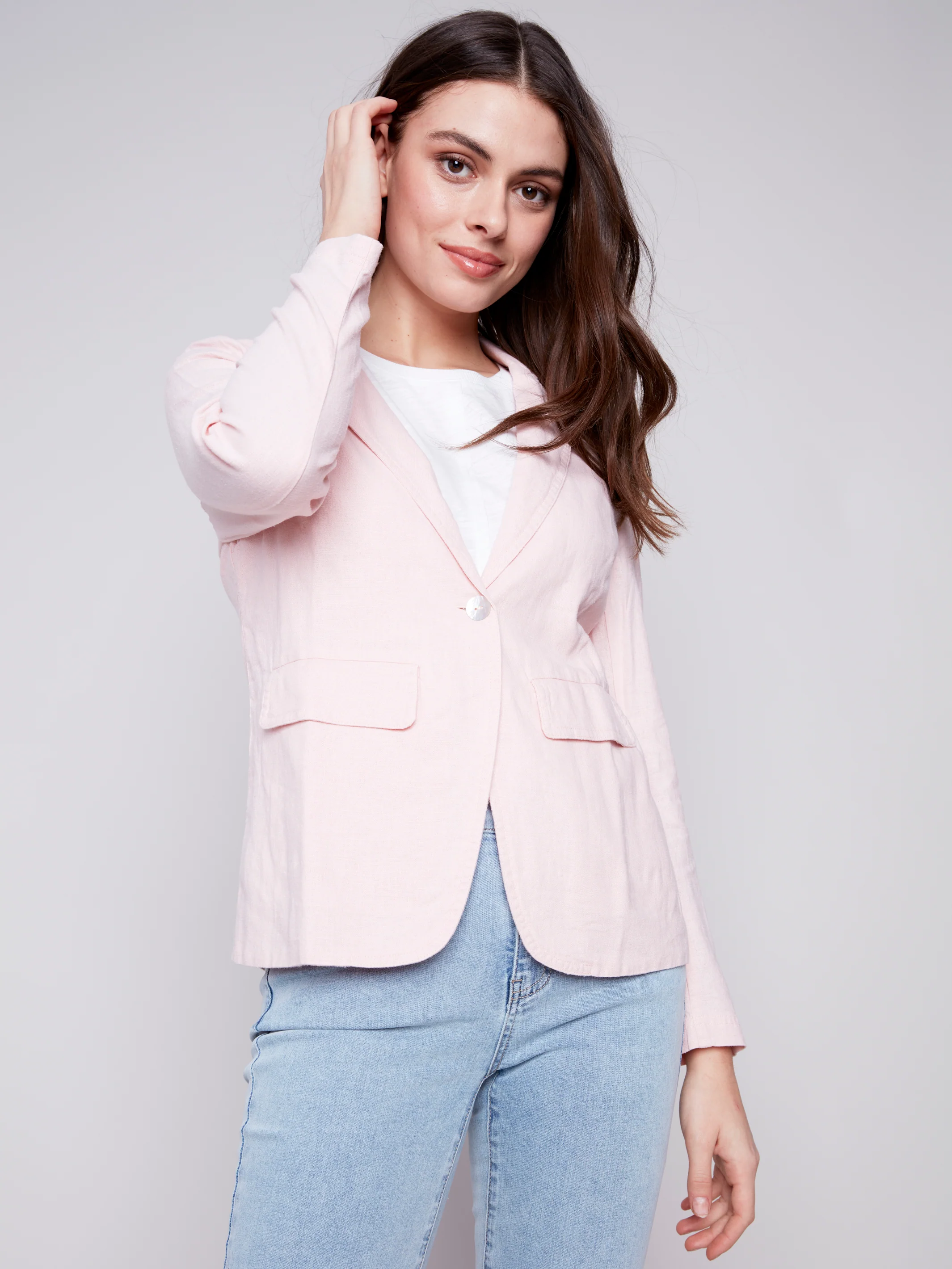 Charlie B -C6301-229B- Linen Blazer-Lotus - Image 4