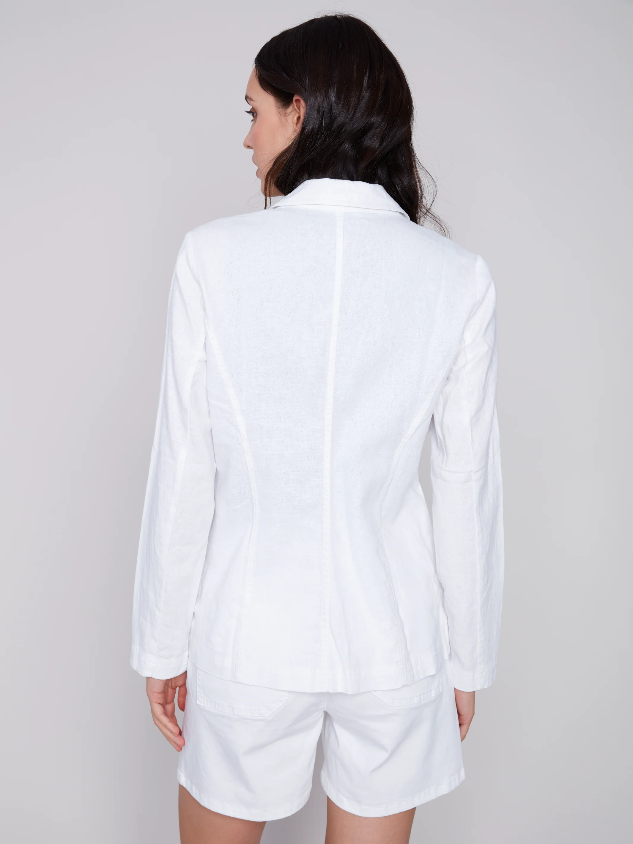 Charlie B -C6301-229B-Linen Blazer-White - Image 4