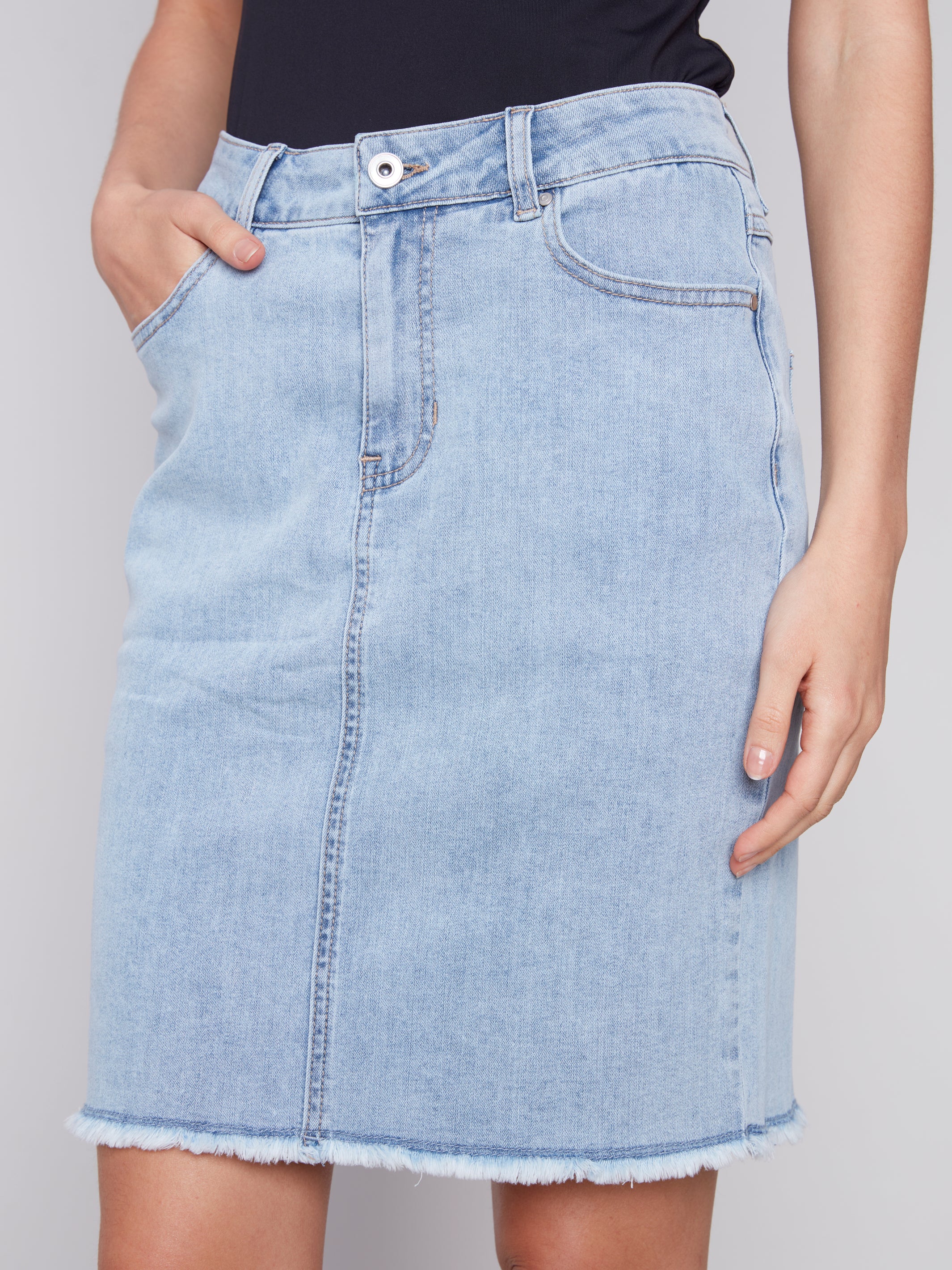 Charlie B -C7042Y-431A-Denim Skort-Bleach Blue - Image 2