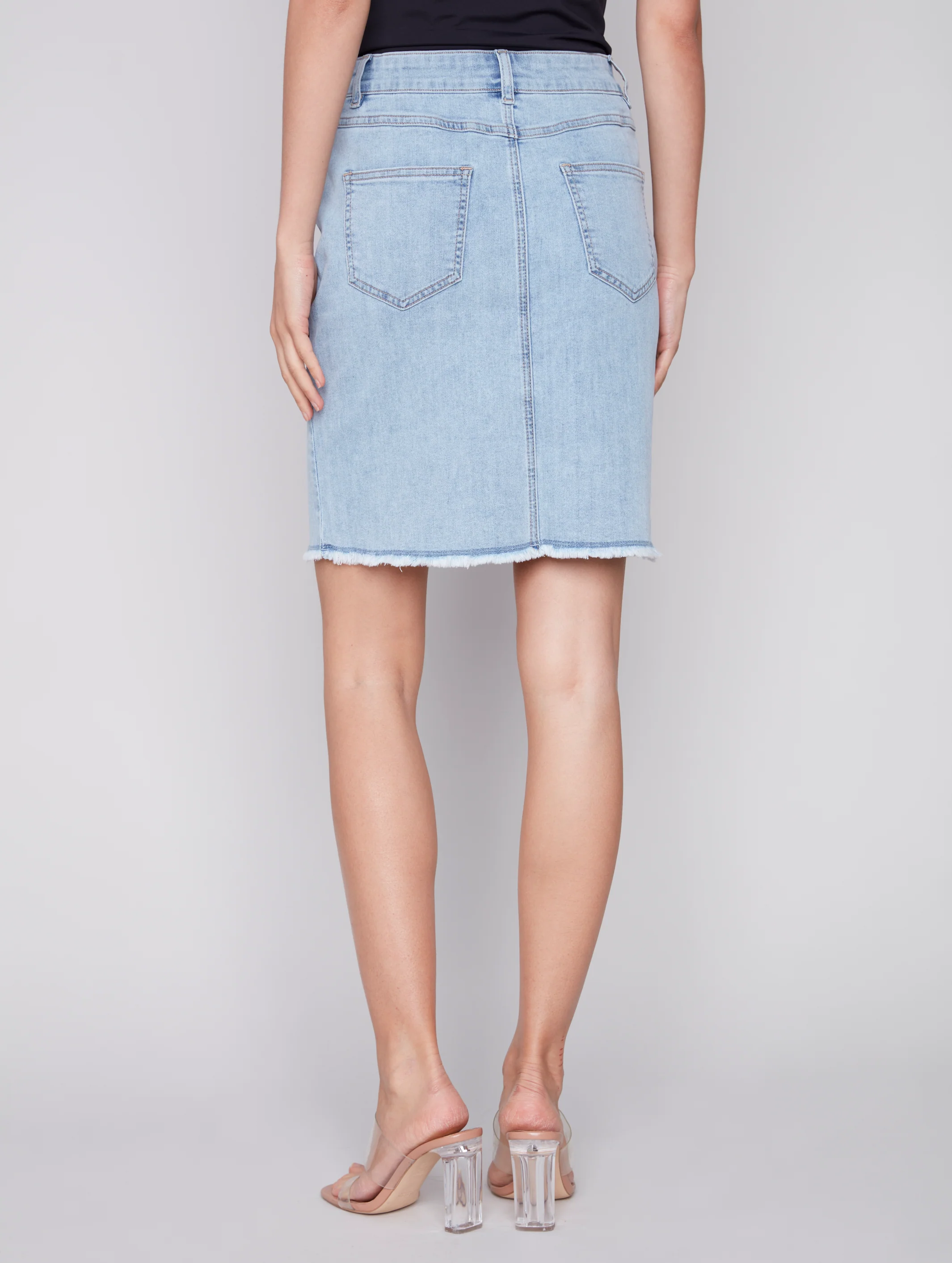 Charlie B -C7042Y-431A-Denim Skort-Bleach Blue - Image 4