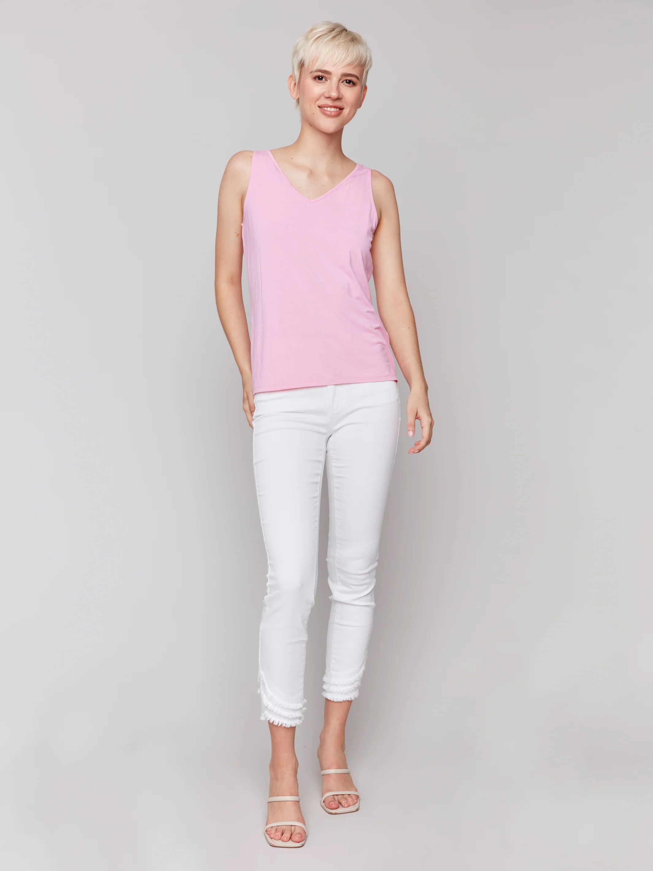 Charlie B -C1243BPK-694-Reversible Bamboo Viscose Cami-Begonia - Image 2
