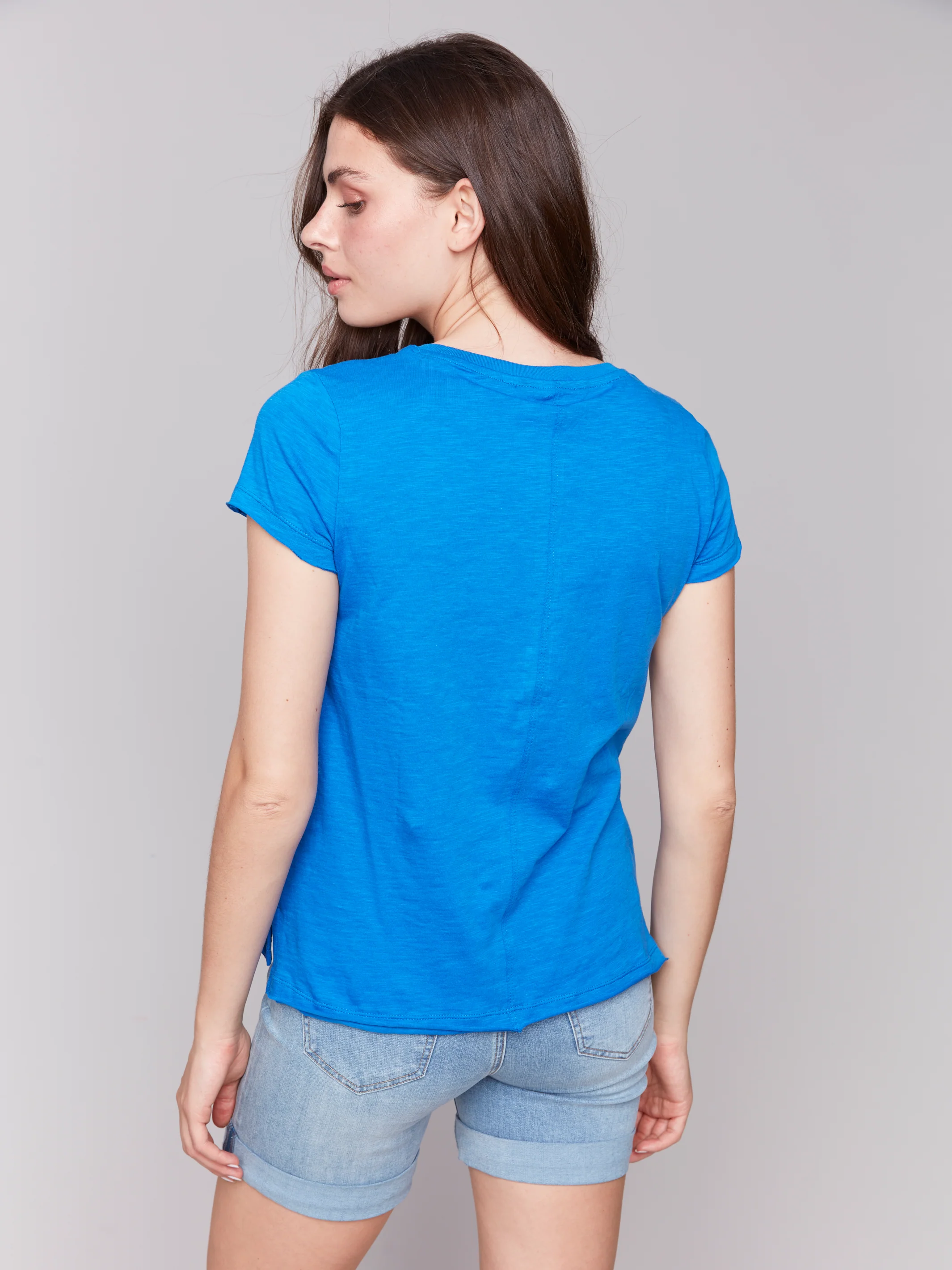 Charlie B -C1310TPK-392-Organic Cotton Slub Top-Coastal - Image 5