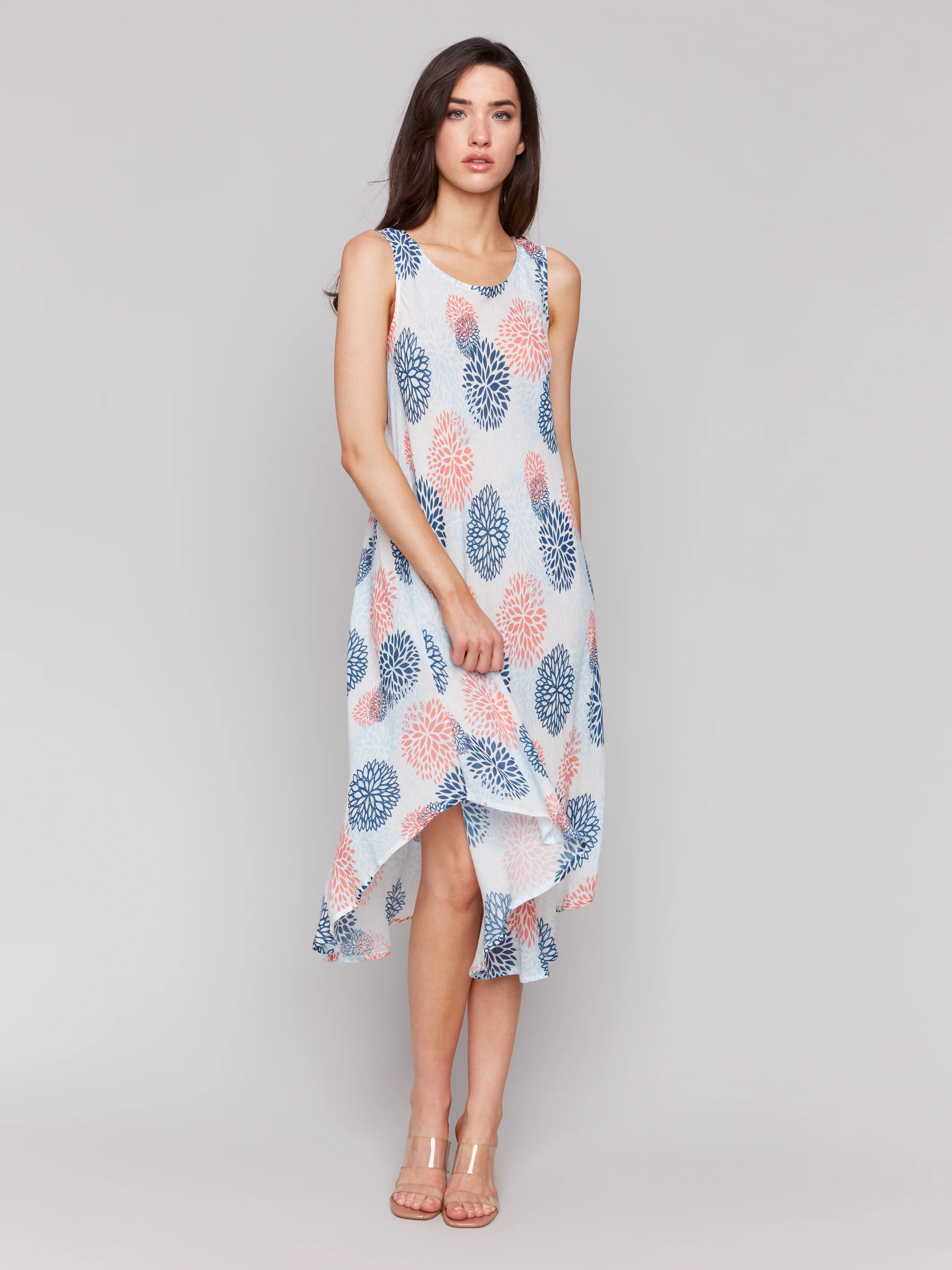 Charlie B -C3147RR-P847-Printed Sleeveless Flare Rayon Dress-Jasmine - Image 2