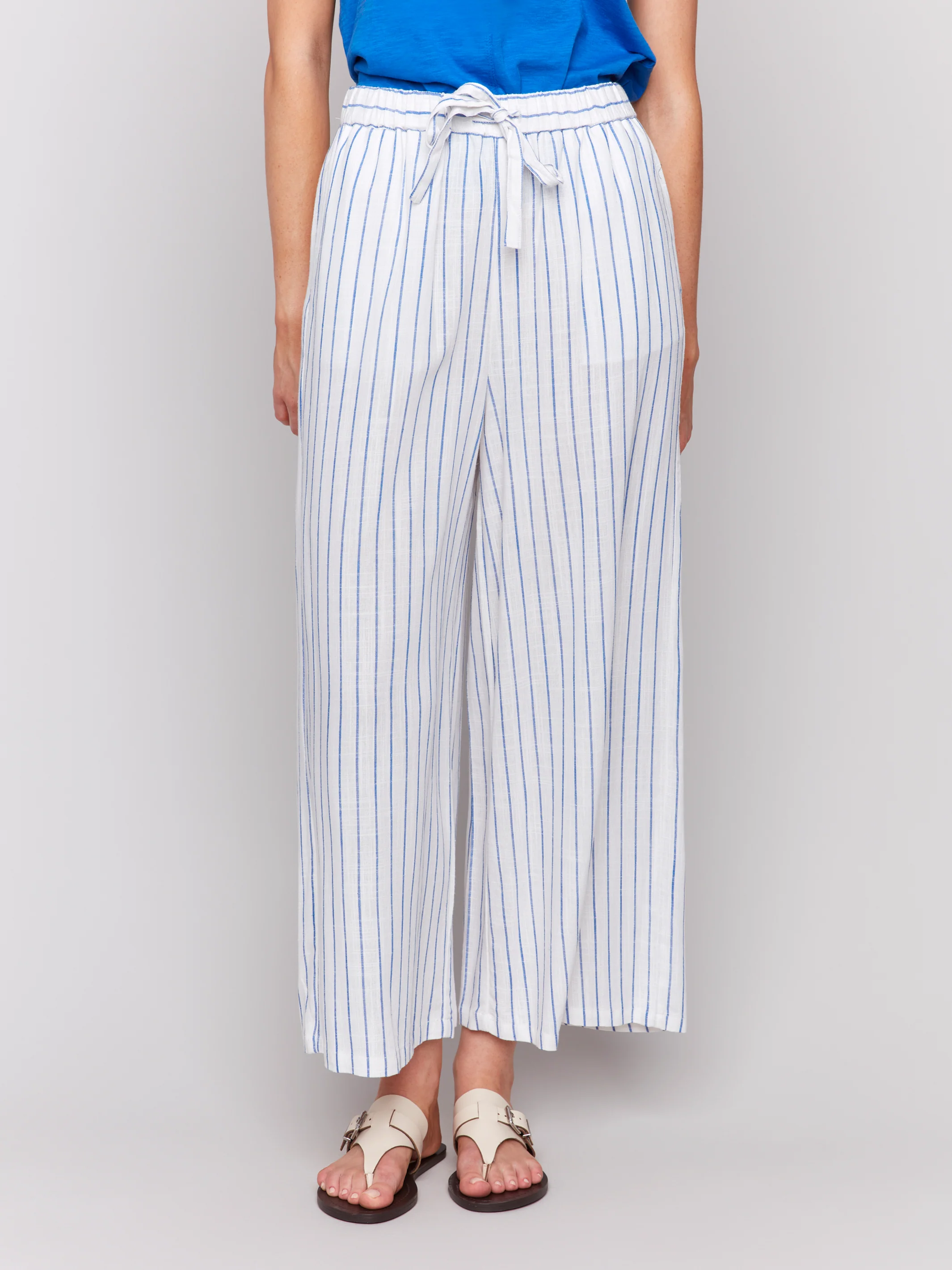 Charlie B -C5657-0P392-Pull On Yam Dye Stripe Pant-Coastal - Image 2